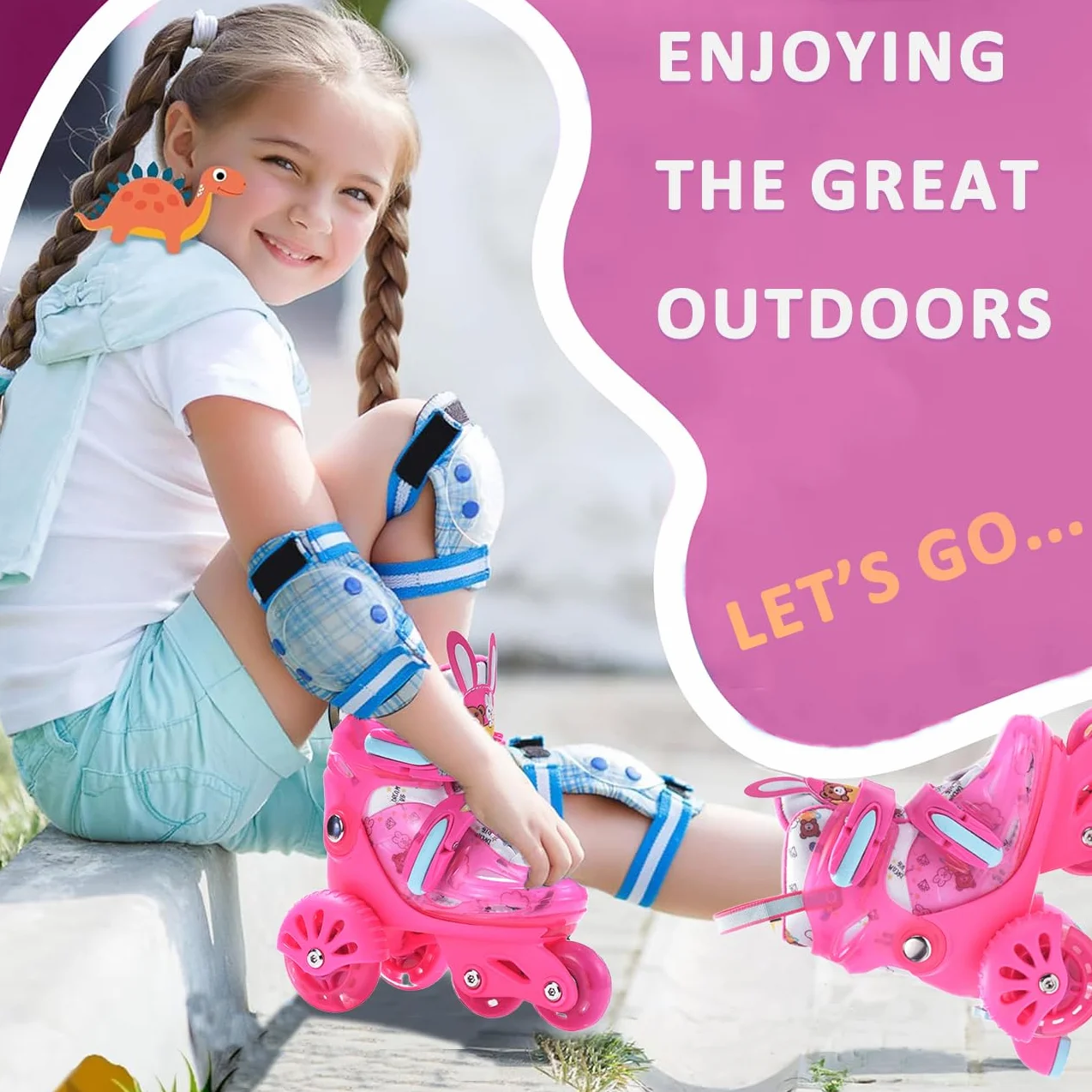 ERNAN Patines Roller Ajustables para Niños con Ruedas Luminosas