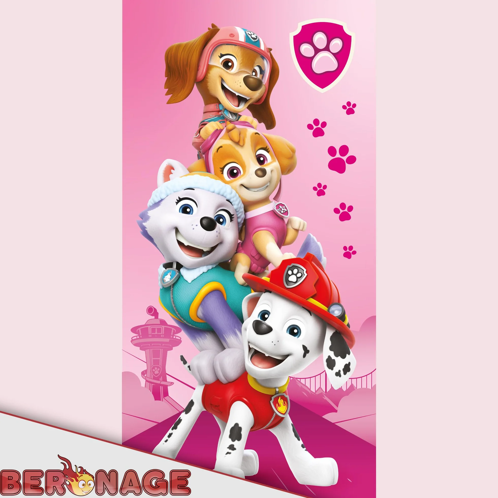 Saco de dormir infantil Paw Patrol – Rosa 140 cm + 30 cm (capucha) x 70 cm ideal para exteriores/interiores con Skye, Everest, Liberty, Marshall, saco de dormir momia para niñas y niños con cremallera