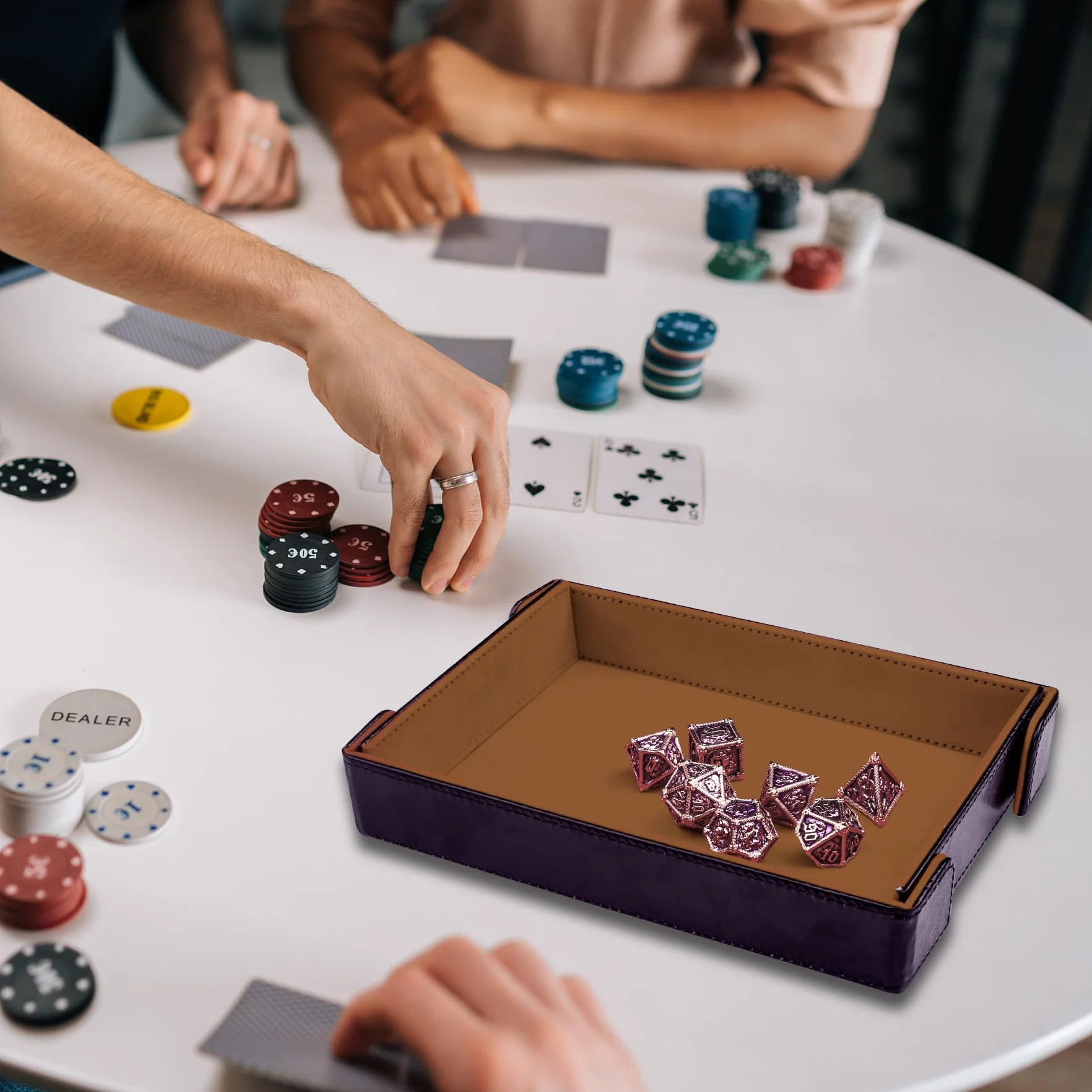 SIQUK Tablero de Dados Magnético Bandeja de Dados Rectangular Tablero de Dados Plegable Dice Tray para DND RPG, Camello