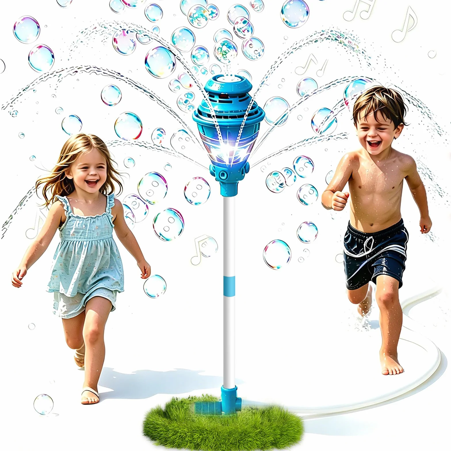 2 en 1 Torre De Burbujas, Linterna con máquina de pompas automática, Luces y música Recargable Máquina De Burbujas para Farola para el jardín, el Patio Trasero, el césped, una Fiesta
