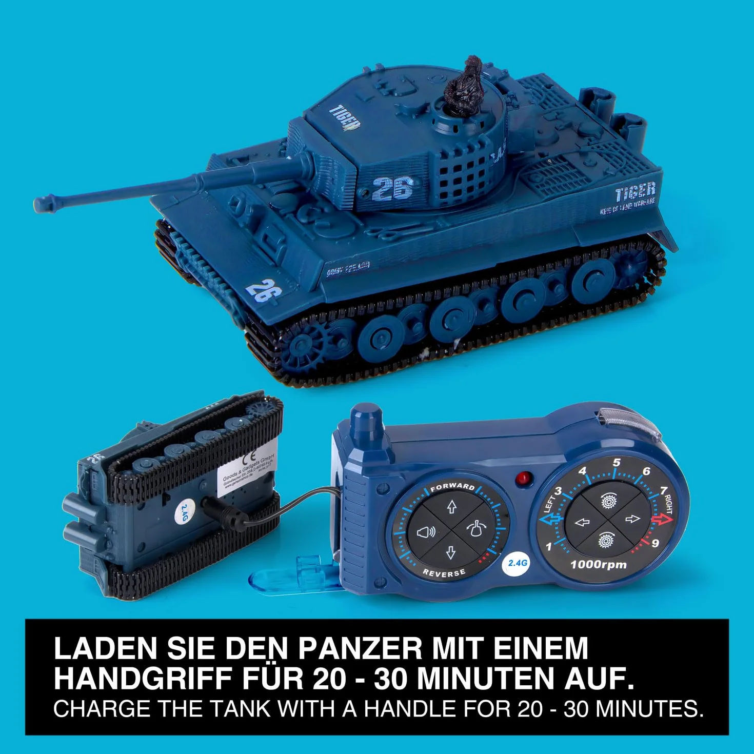 Tanque teledirigido Mini RC German Tiger I – Modellbau R/C Battletank con función de disparo, sonido y luz – escala 1:72 (1 x Mini RC Tanque)