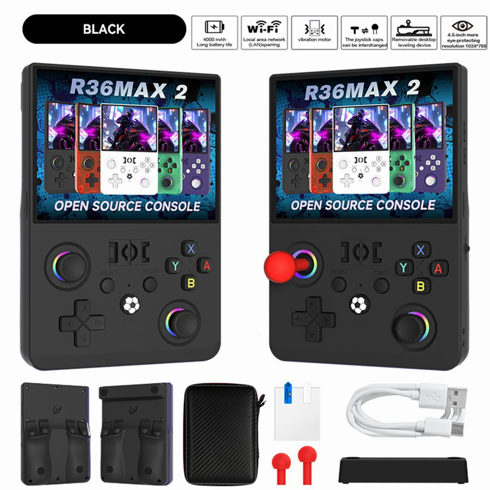 Consola de video retro portátil con pantalla IPS HD de 4.5 pulgadas, consola de juegos retro incorporada, batería de 4000 mAh, regalos para papá y marido