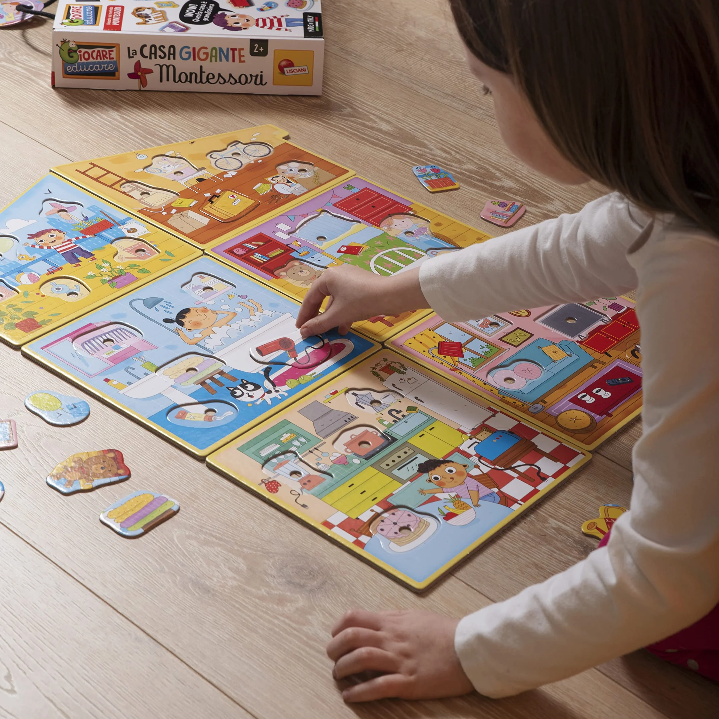 Lisciani - MONTESSORI - La Casa - Rompecabezas Para Niños a Partir de 2 años - Enseña a Colocar cada Cosa en su Lugar en la Casa - Juego Educativo - Fabricado en Italia (El empaque puede variar)