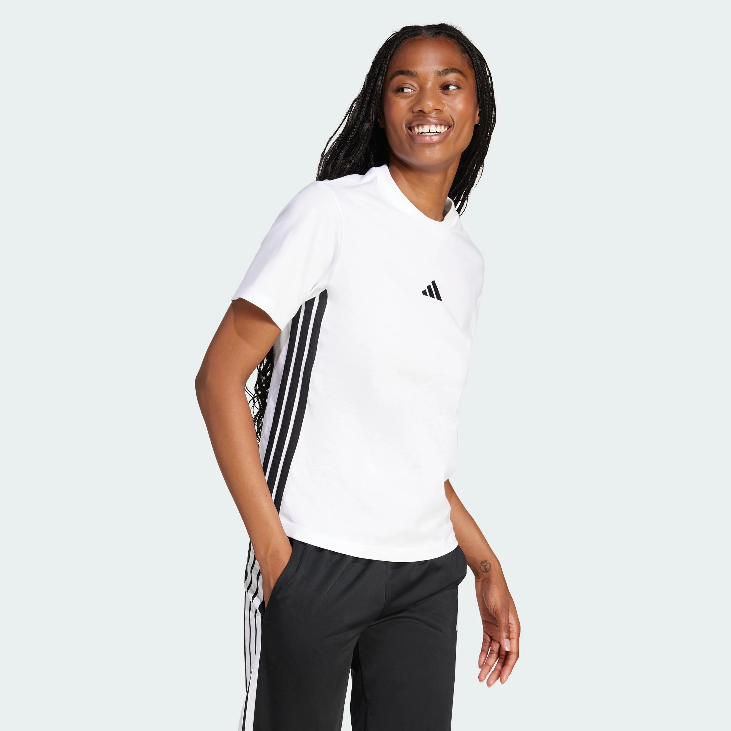 Adidas Women's Camiseta Essentials Cotton 3 Bandas