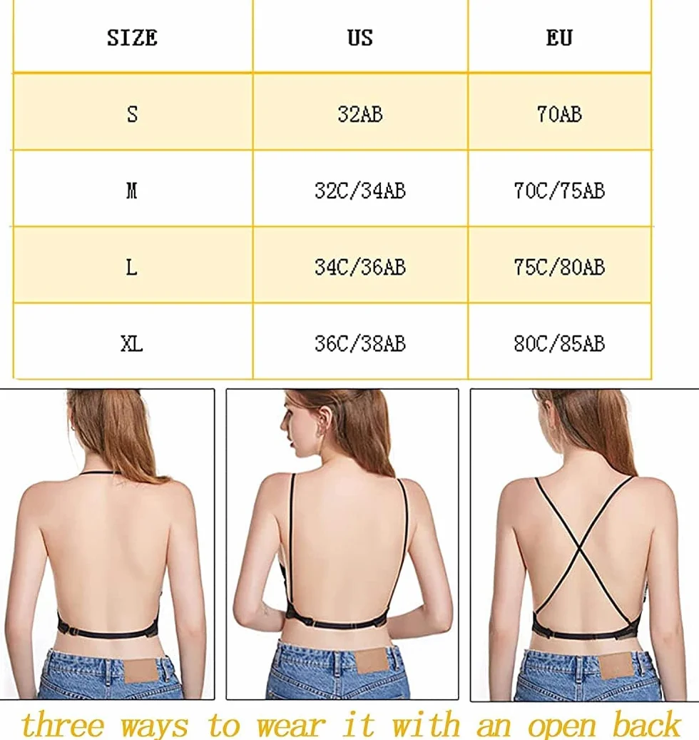 Sujetador de Elevación Inalámbrico Brazo de Encaje Espalda Baja Invisible Profundo
