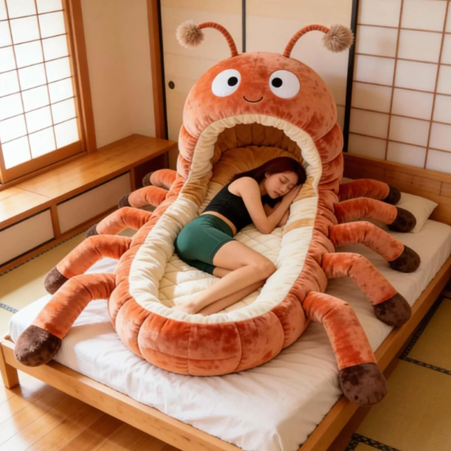 Hugging Caterpillar Sacos de dormir – Tumbona de cuerpo completo de felpa para adultos, cápsula de siesta interior, sistema de abrazo de cordón, nido de lectura acogedor, saco de dormir convertible