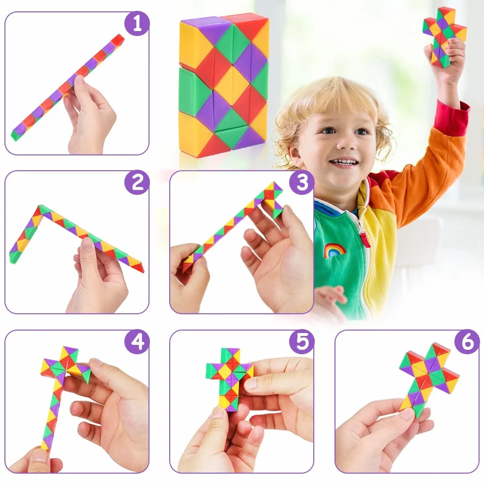 Ainiv Magic Snake Cube 24 Segmentos Serpiente Mágica Juguete Rompecabezas Regalo Niños