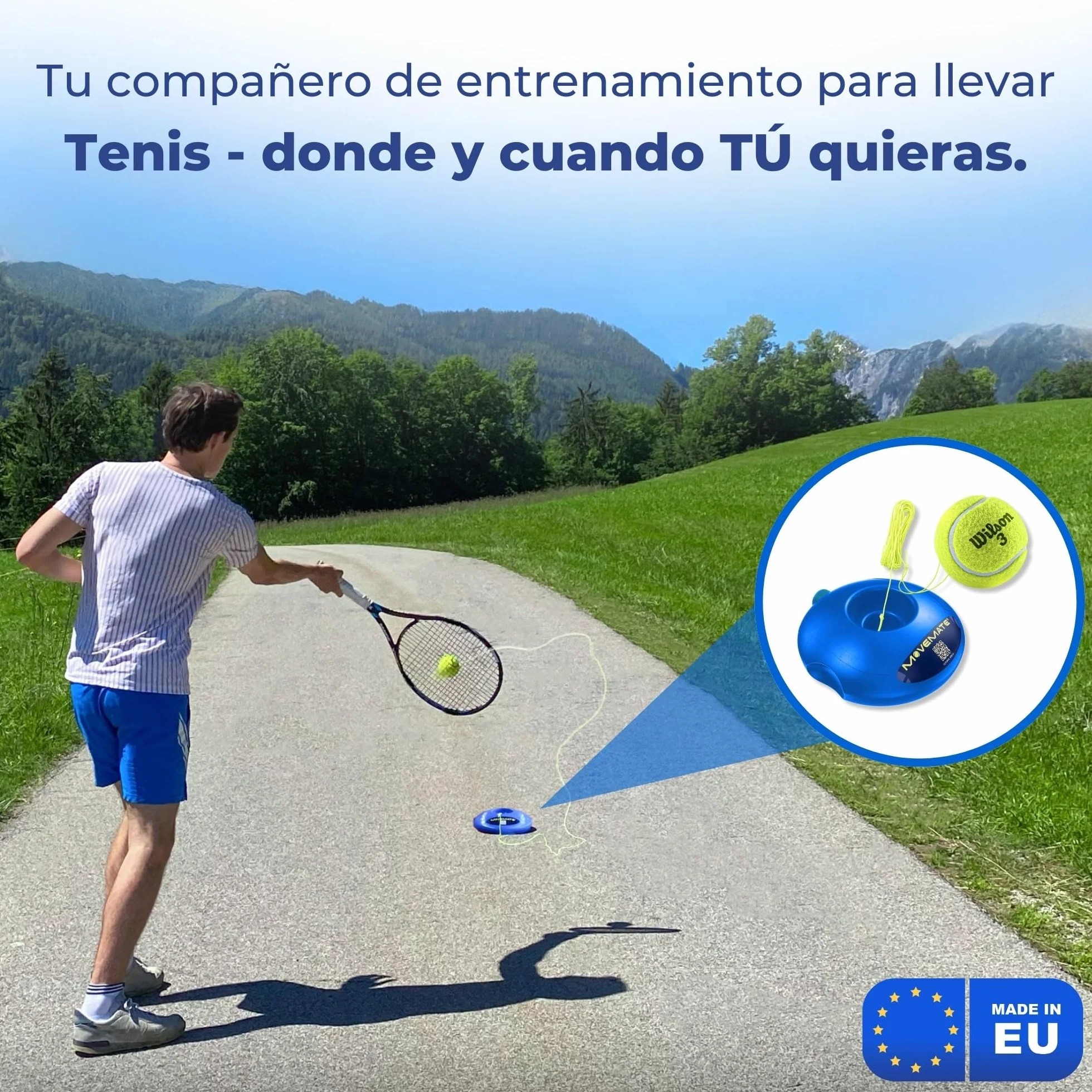 MOVEMATE Dispositivo de Entrenamiento de Pádel/Tenis con Pelota Wilson® | Equipamiento Deportivo para Exteriores