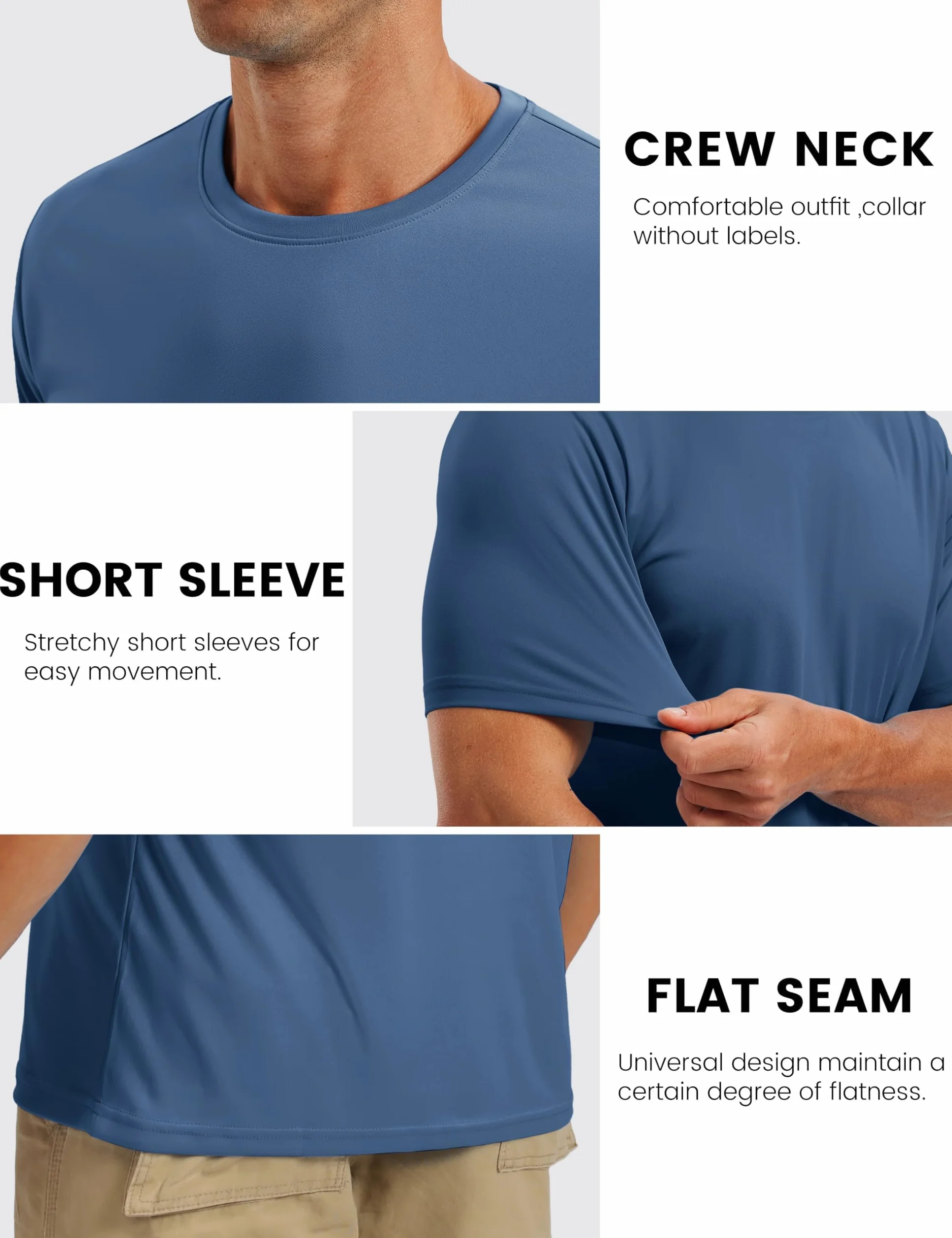 TACVASEN Camiseta de Manga Corta para Hombre Protección Solar UPF 50+ Ligera