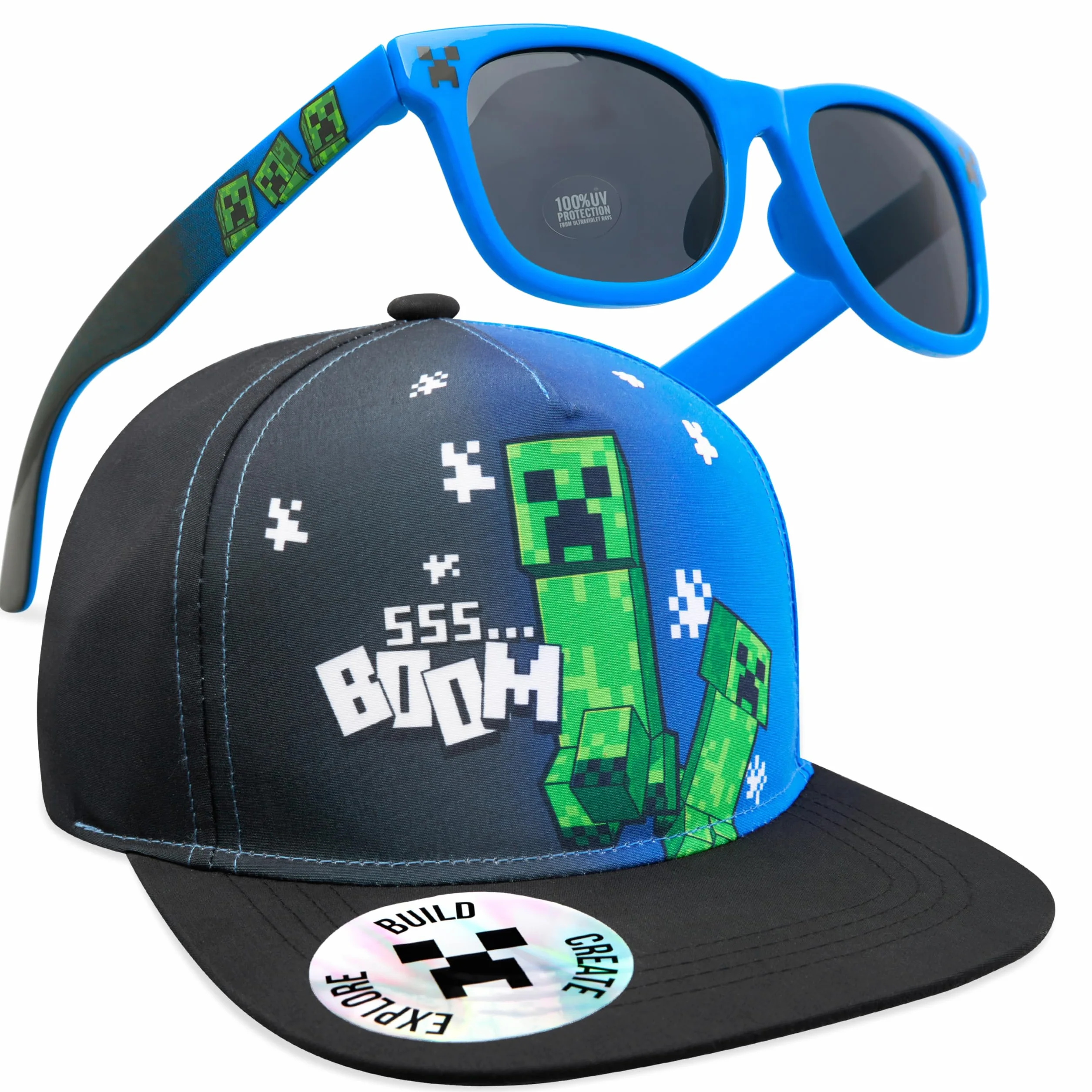 Minecraft Gorra Niño Gafas Sol Proteccion UV 100% Creeper Gorra Béisbol Verano Regalo