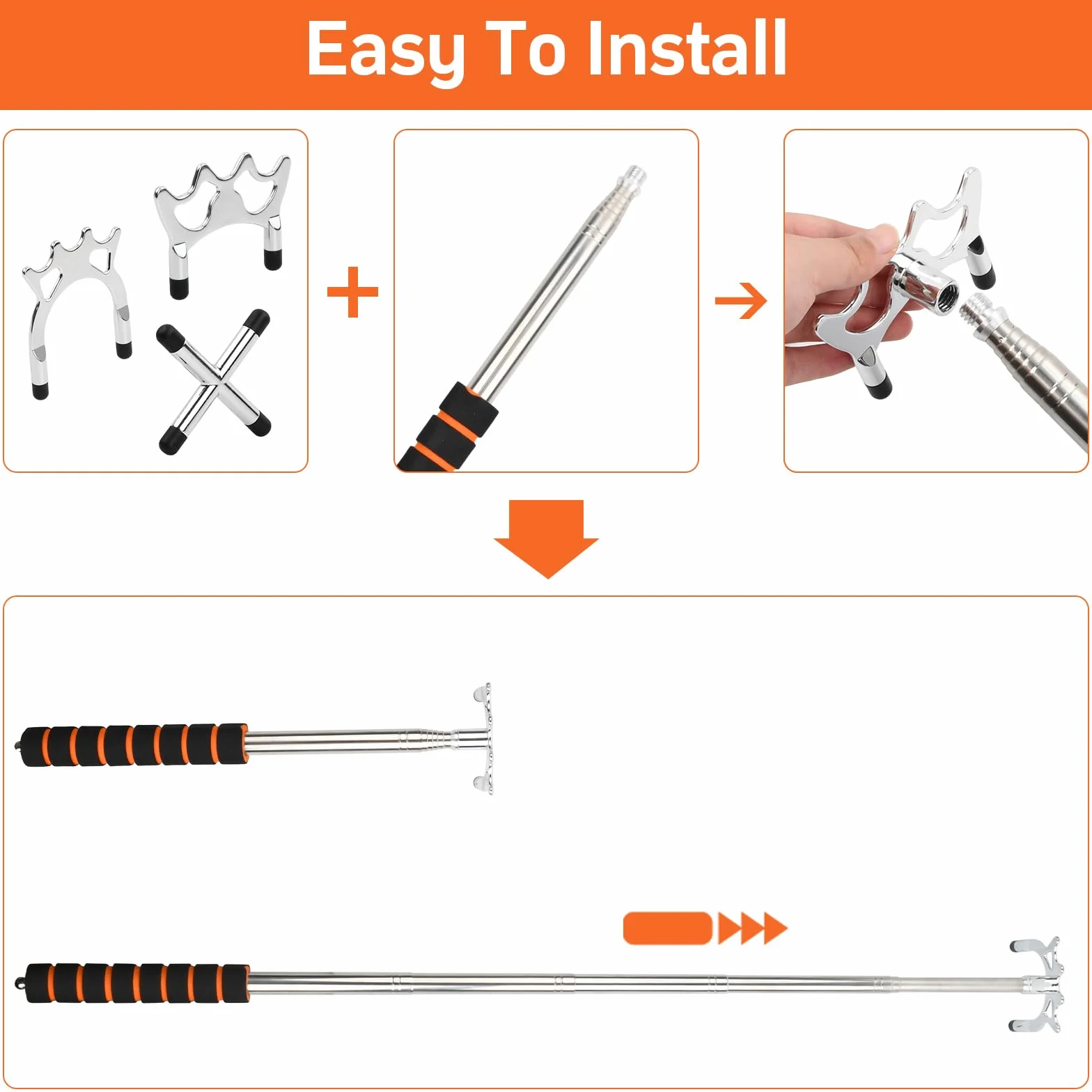 Puente para Tacos de Billar Retráctil 33~150 cm con 3 Cabezas Extraíbles Alto Bajo Cruzado Accesorio Mesa de Billar Plata