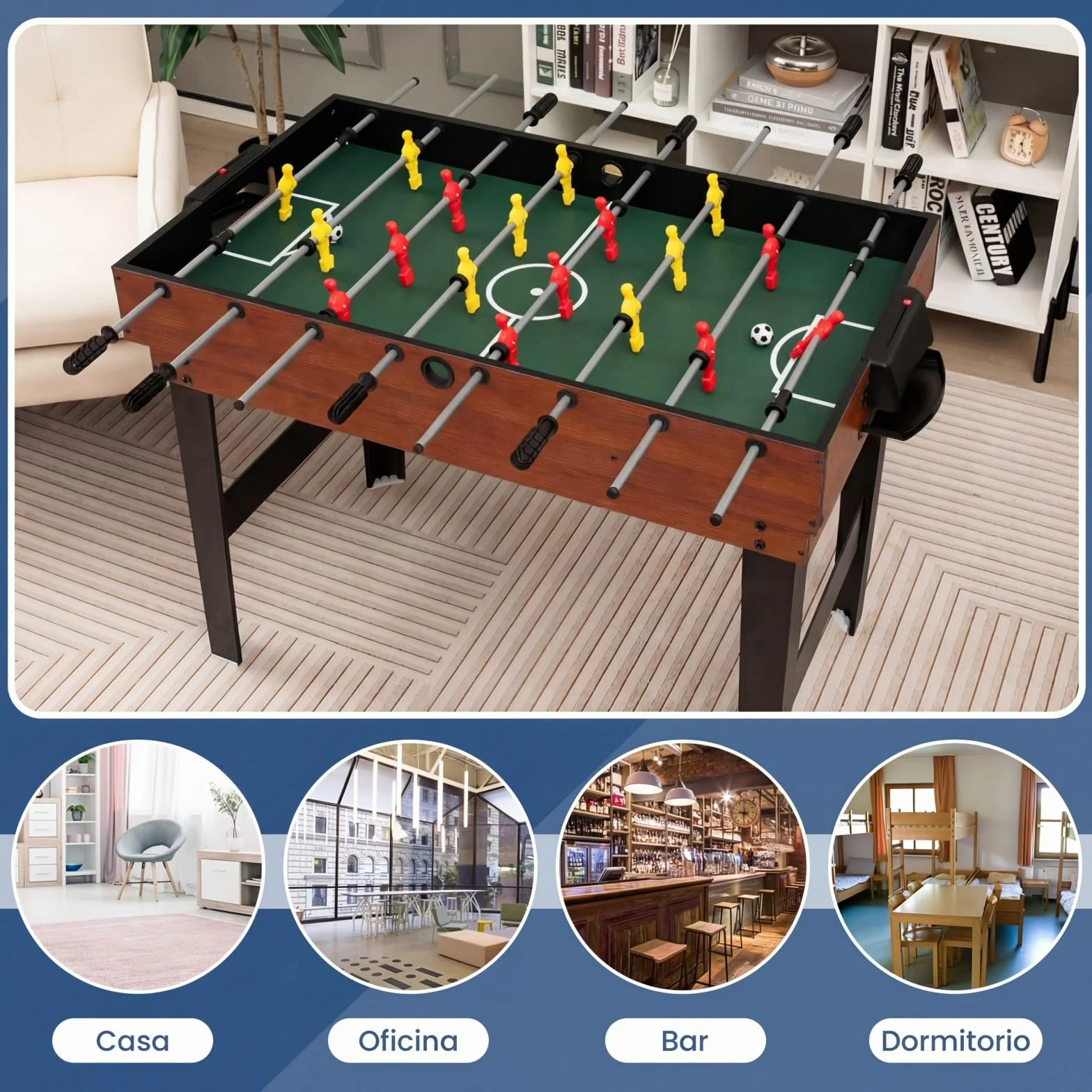 COSTWAY Futbolin, Billar, Hockey, Mesa de Tenis, 4 en 1 Mesa de Multijuegos con Patas y Accesorios, Futbolines para Niños y Adultos para Sala de Juegos, Bares, 125 x 97 x 83 cm