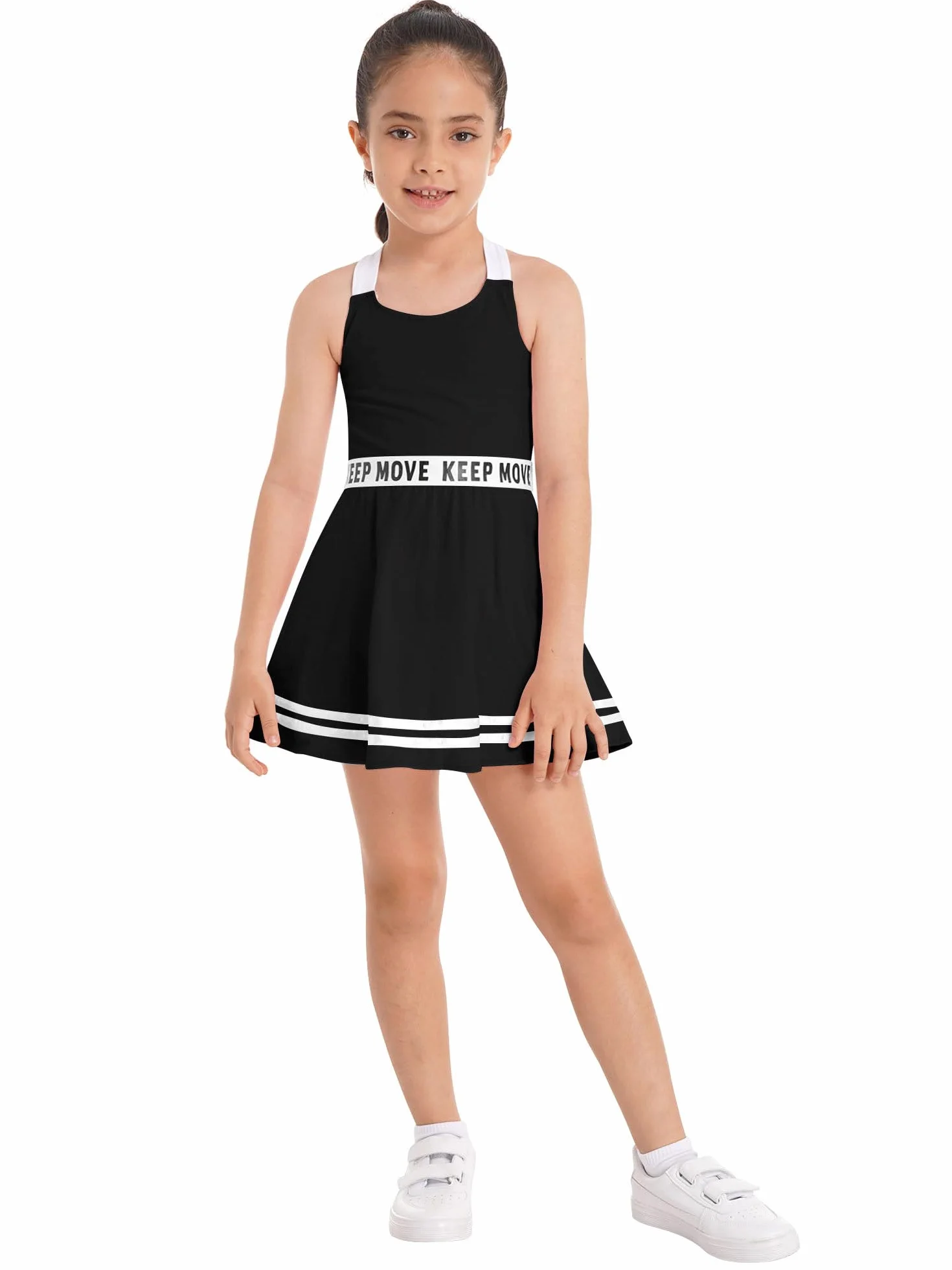 IEFIEL Vestido de Tenis para Niña sin Manga con Leggings Cortos 5-14 Años