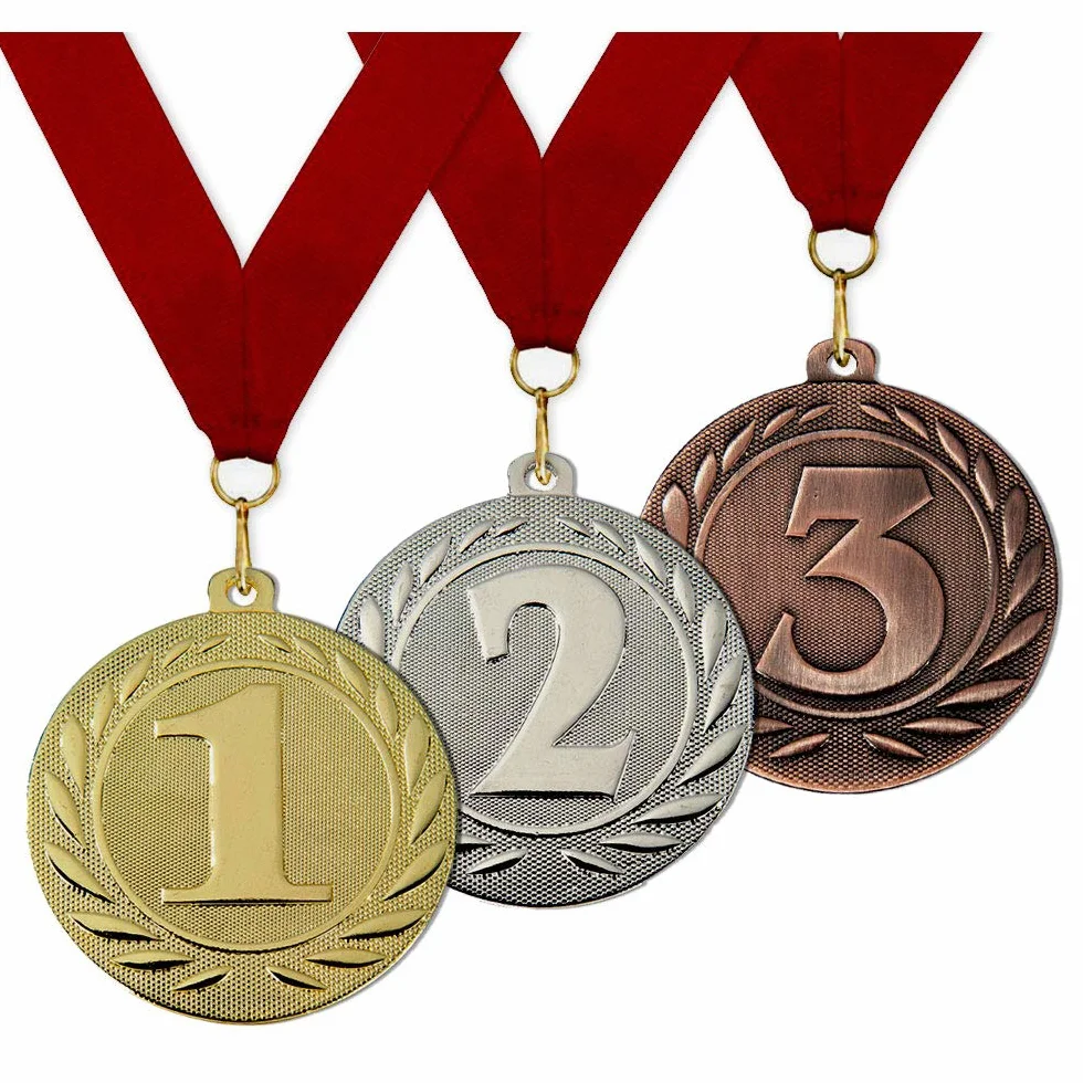 Larius Medallas de premio ganador de metal 3 piezas para deportes competiciones 1-2-3 plazas