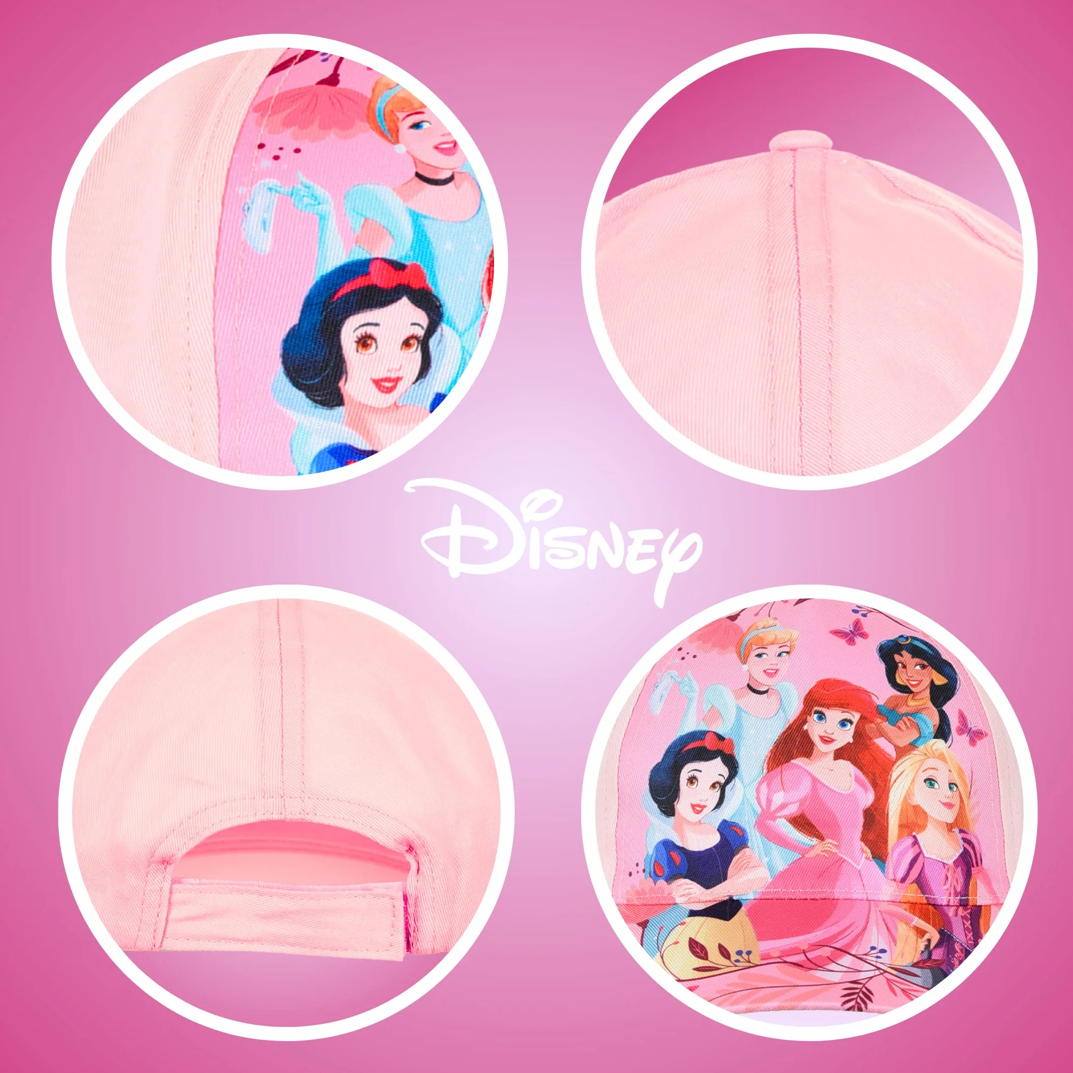 Disney Princesas Gorro para Niñas Gorra de Beisbol Ariel Rapunzel Blancanieves Jasmin Cenicienta