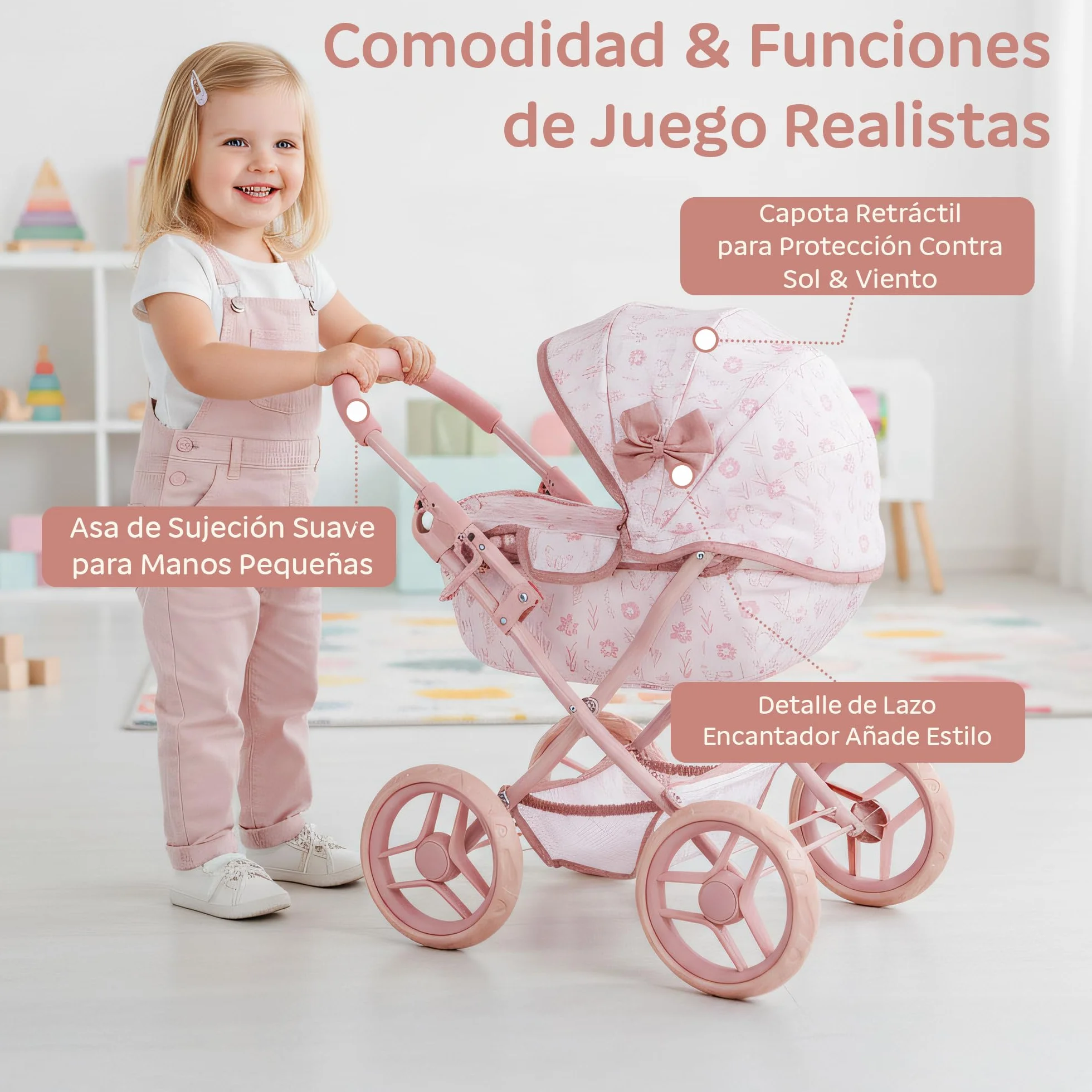 Kinderplay Cochecito de muñecas Profundo con Bolsa y Lazo KP0263A