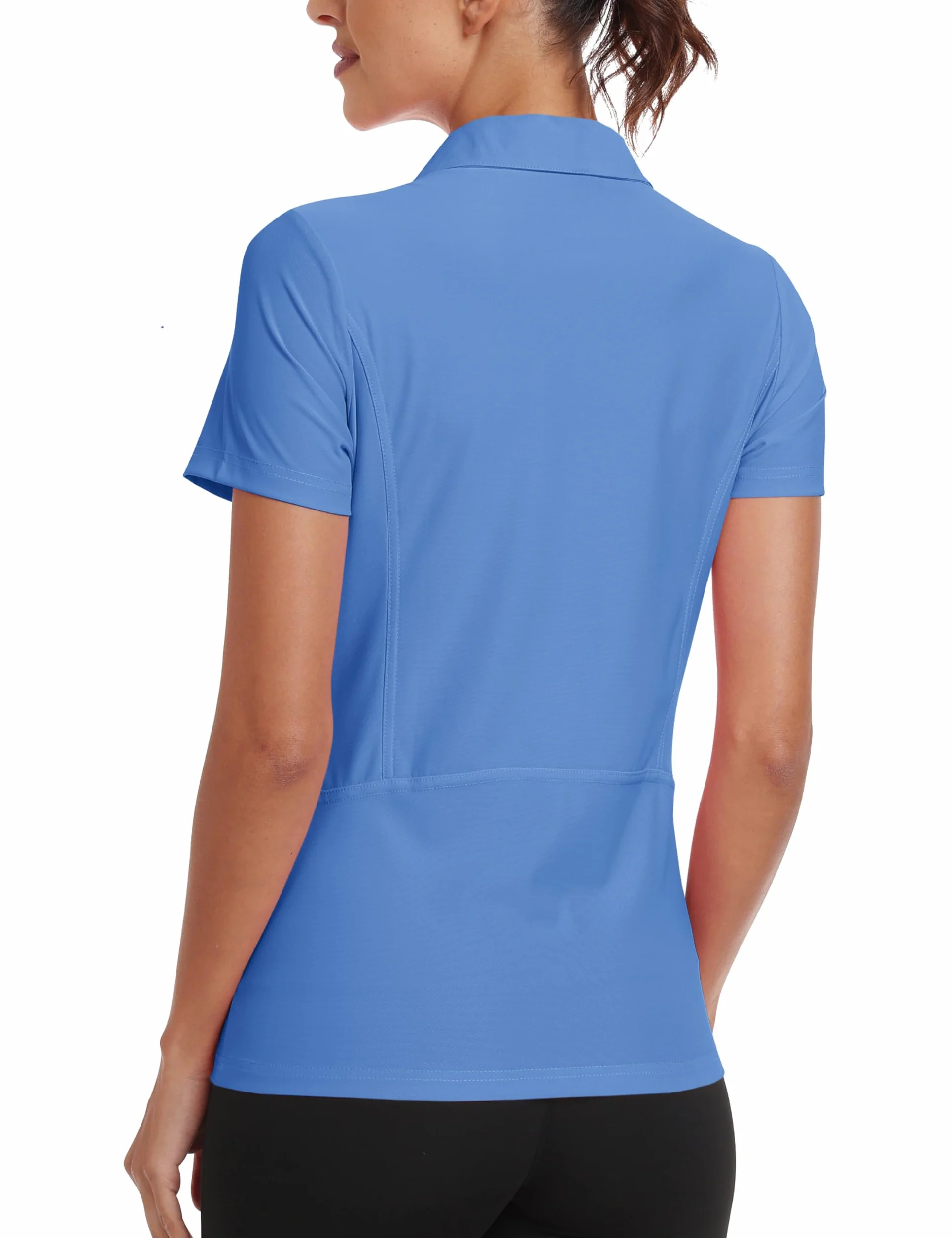 Polo Mujer Manga Corta Verano Transpirable Golf Cremallera 1/4