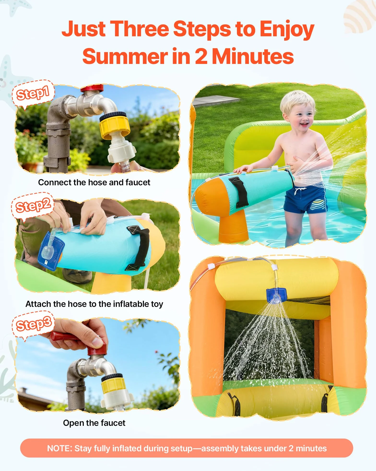 VEVOR Castillo Hinchable con Soplador 405 x 347 x 255 cm, Parque Infantil Inflable con 2 Toboganes Acuáticos, Piscina de Chapoteo, Muro de Escalada y Zona de Rebote para 3 a 4 Niños de 3 a 8 Años