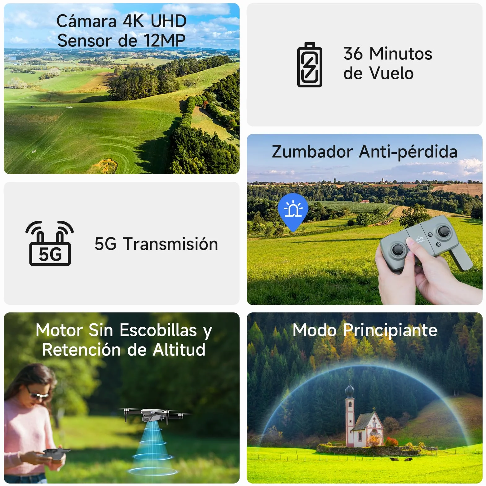Ameta Drones con Camara 4K para Adultos, S20 Lite Dron para Niños Motor Brushless, Mini Drone FPV con 36min de Vuelo/Altitud Retención/Vuelo Círculo, Juguetes Regalo para Niños, Menos de 249g