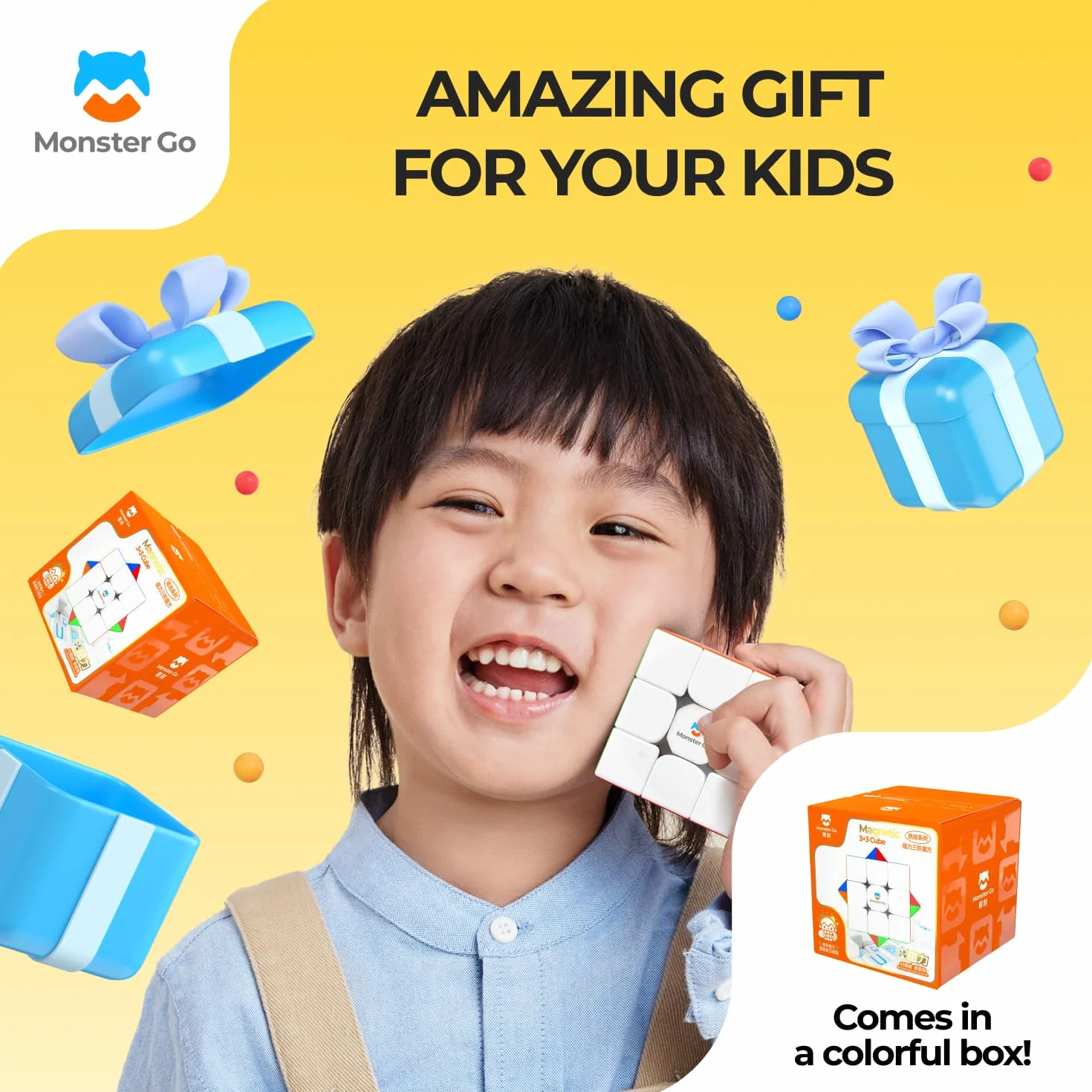 Monster Go Cubo Mágico Magnético 3x3 Speed Cube, MG 356-EDU Cubo de Velocidad con 48 Imanes - Rotación rápida y Suave, Resistente y Duradero, Profesional Original Iman-tado Puzzle (Sin Pegatinas)