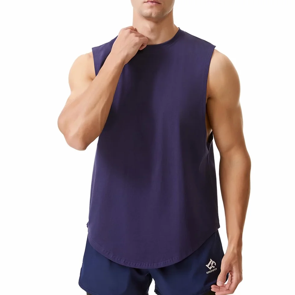 Camiseta sin Mangas de Algodón para Hombre Entrenamiento Gimnasio