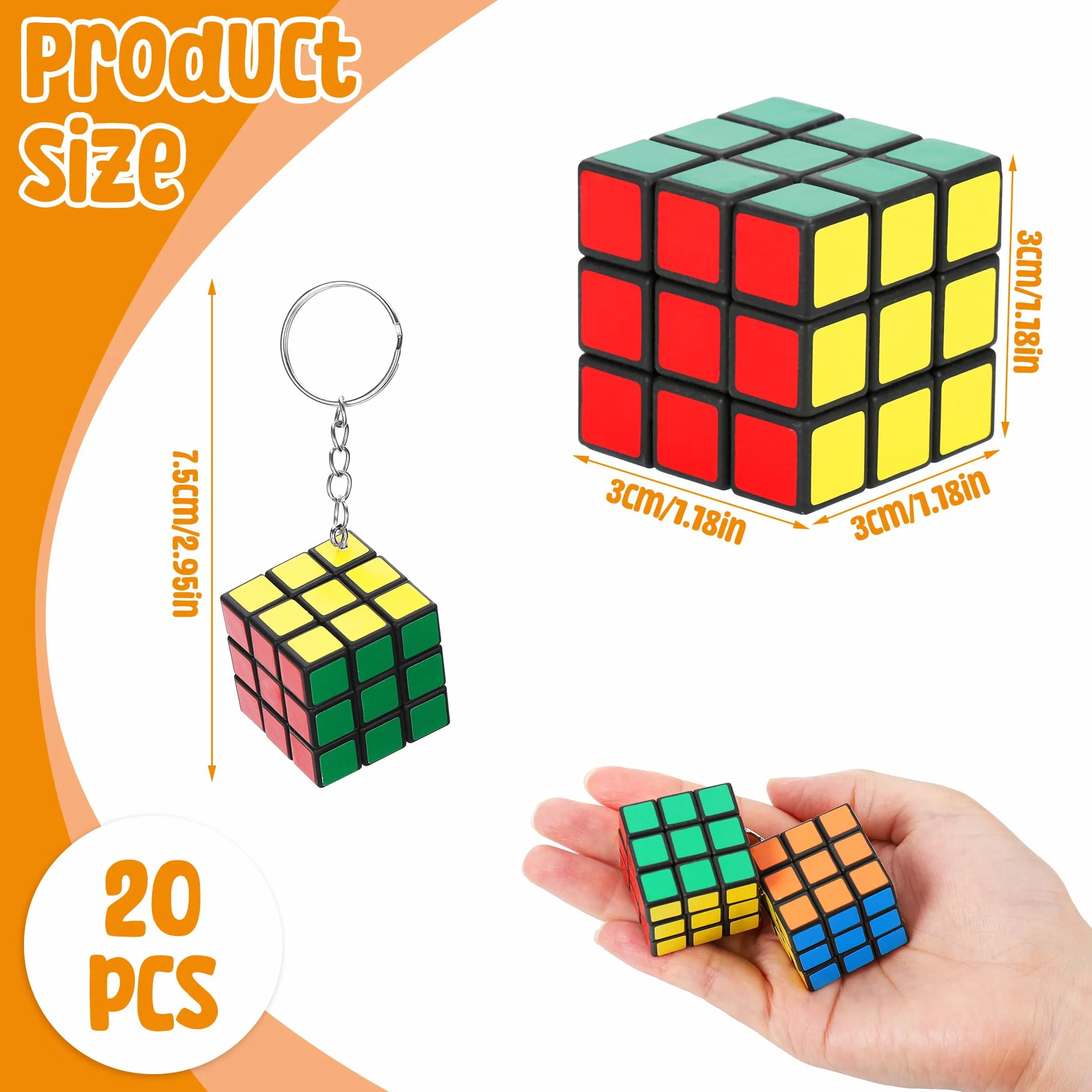 Fentar 20uds Cubo Magico Regalos Cumpleaños Niños Colegio, Speed Cube Llaveros Infantiles, Mini Cubo Detalles Cumpleaños Niño, Pequeños Regalos para Rifa Premios Regalo de Fiesta