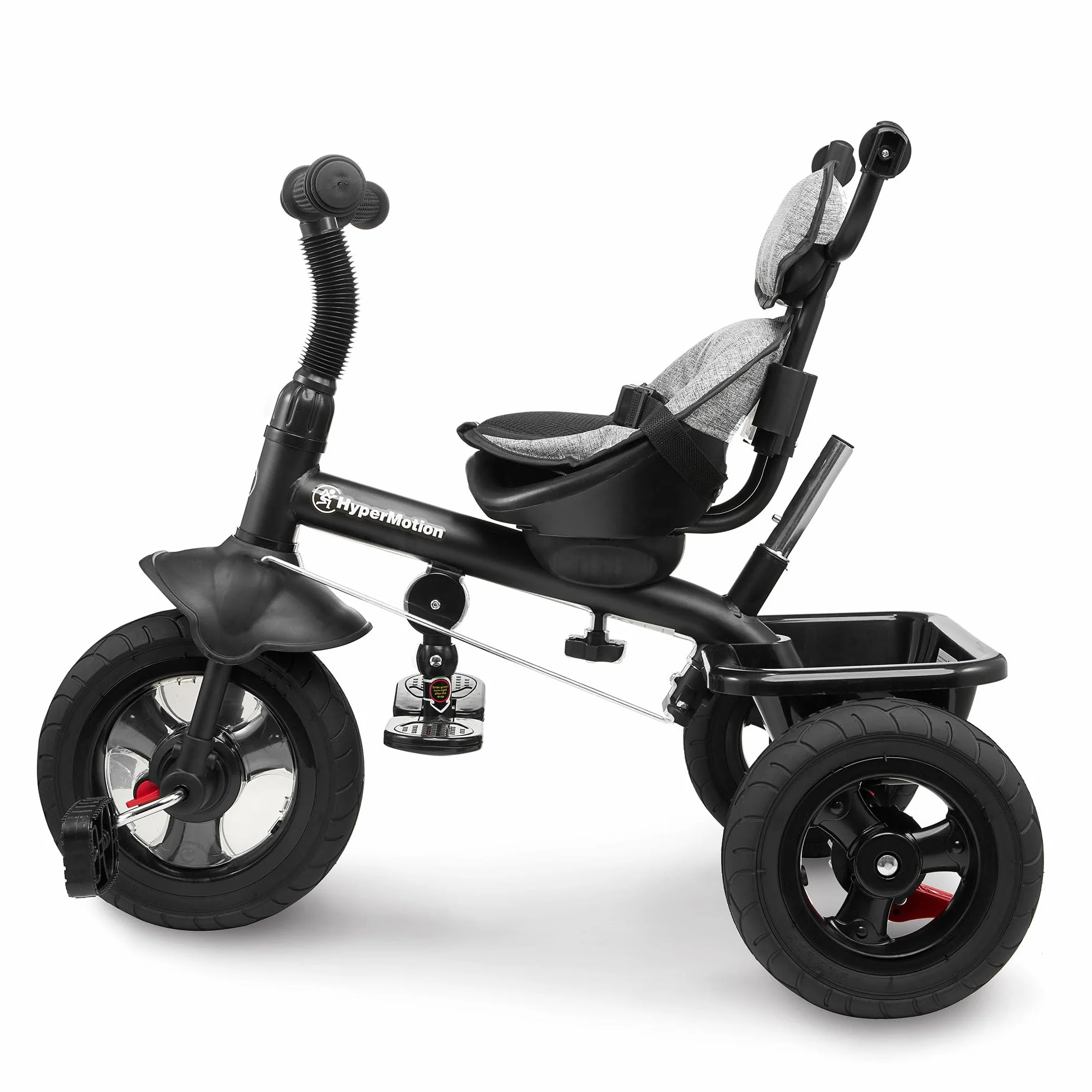 HyperMotion Triciclo Infantil con Manillar para Padres - Bici Bebé 1 Año Evolutiva hasta 20kg - Modelo Similar Kinderkraft con Barra de Empuje - Saltador Bebe Gris