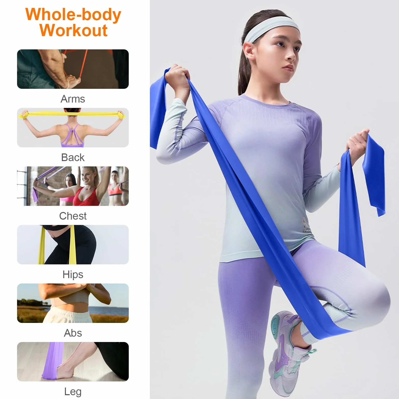 GRIFEMA GA5002 Bandas Elasticas Fitness Set de 4 1.8M Cintas Elasticas 4 Niveles de Resistencia para Entrenamiento de Fuerza