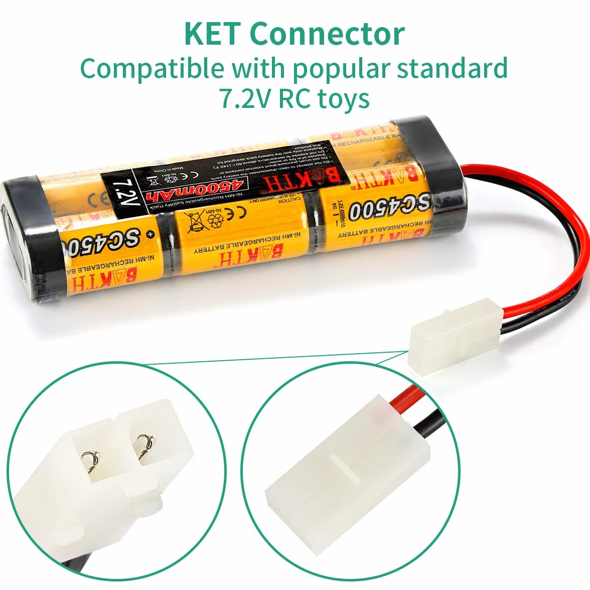 BAKTH 4500mAh 7.2V NiMH RC Batería de Carreras para Coches, Aviones, Robots