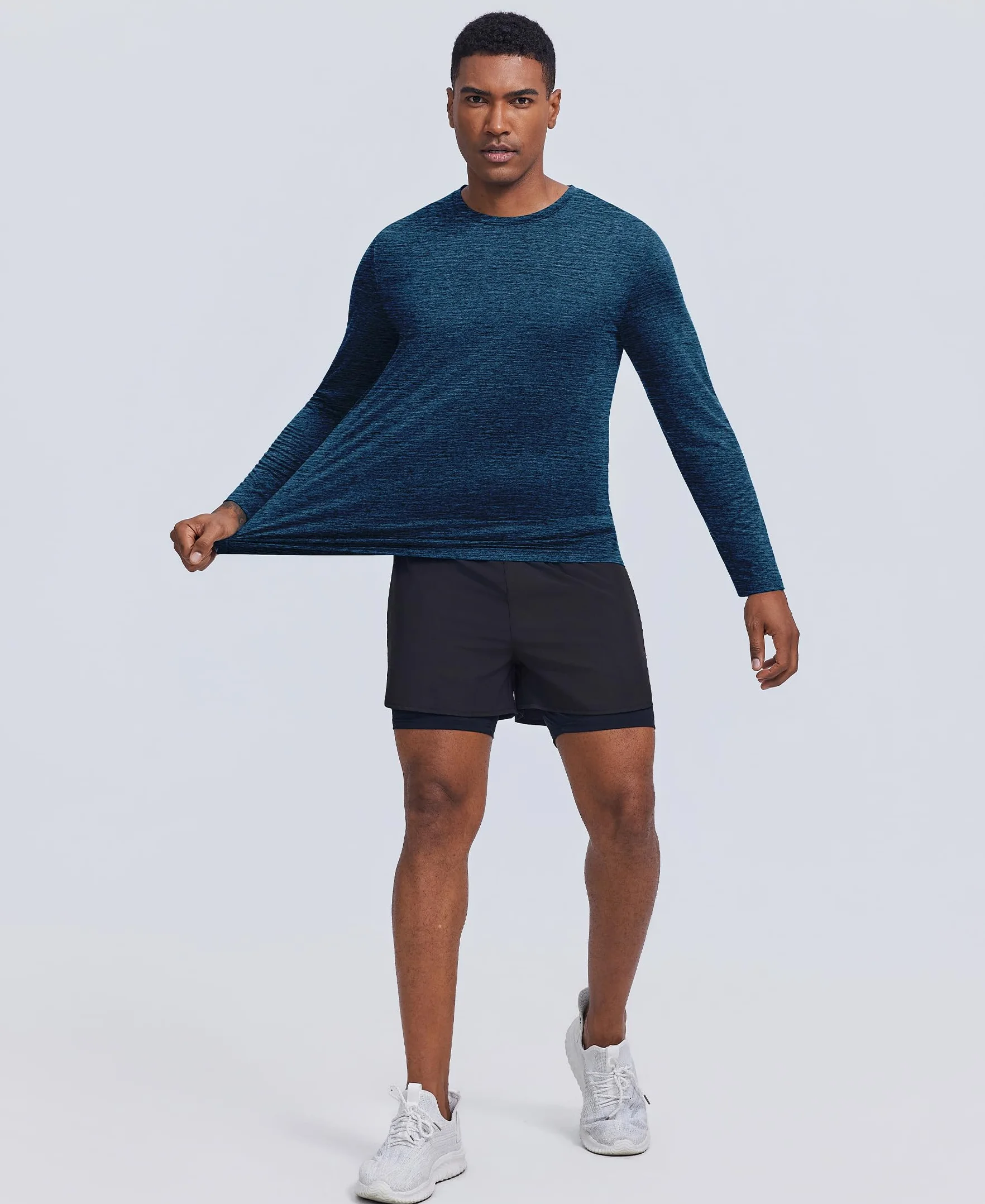 PINSPARK Camiseta Deportiva Manga Larga Hombre Protección Solar UPF 50+ Secado Rápido Running Fitness