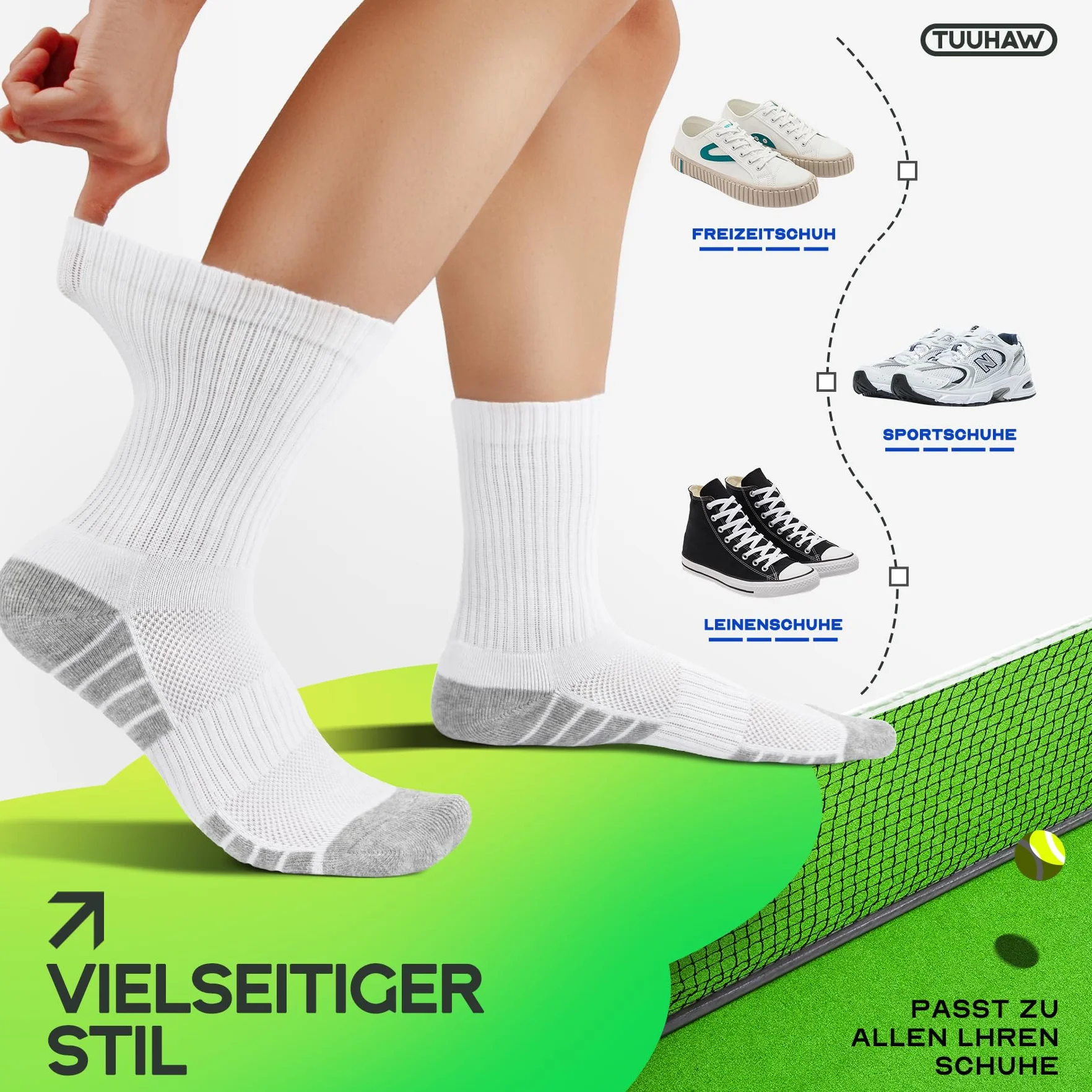 Calcetines de Running Hombre Mujer Algodón Negro Blanco Gris 6 Pares