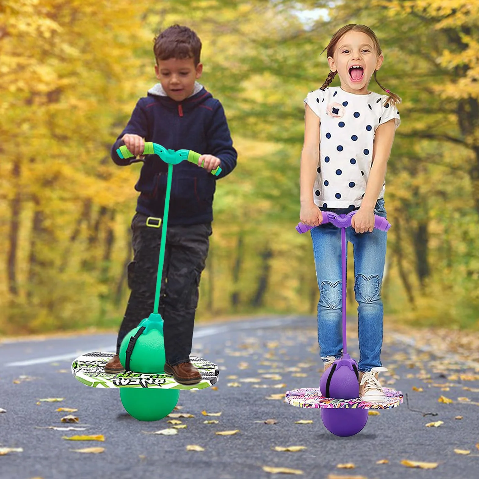 Pogo con Asas,100KG Equilibrado y Coordinado Pogo de Rebote, Las Asas Son Ajustables Equipado para Niños y Adultos para Entrenar Las Habilidades de Equilibrio (Púrpura)