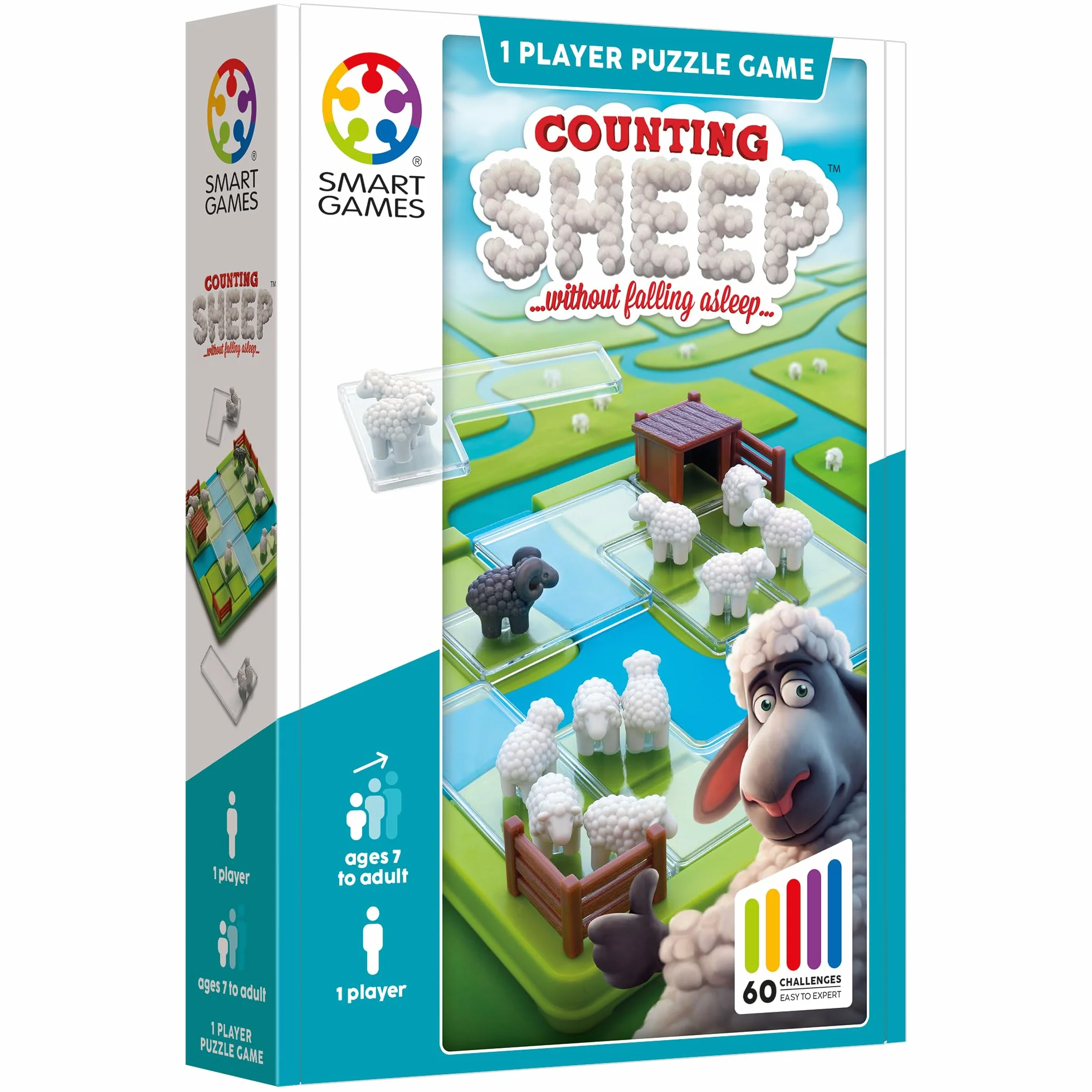 SmartGames - Contar ovejas, Juego Educativo para el Cerebro, Juego de desafío de lógica y Pensamiento multinivel, 1 Jugador, tamaño de Viaje, multilingüe