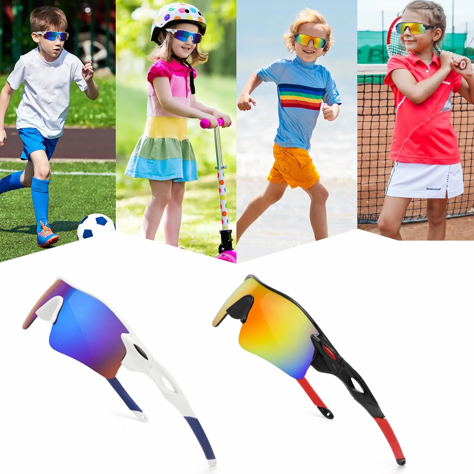 Gafas de Sol Deportivas para Niños Ciclismo Running Protección UV 400 Lote de 2