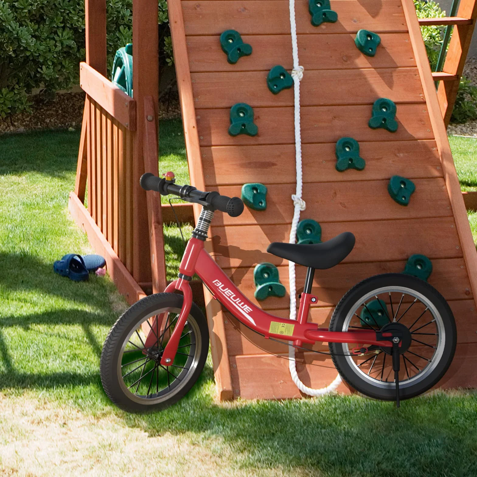 Bicicleta Sin Pedales con Freno de 2-6 años, Bici Equilibrio de 14 Pulgadas con Caballete y Timbre, Altura de Sillín Regulable, hasta 40kg, Juguetes pour Niña y Niños