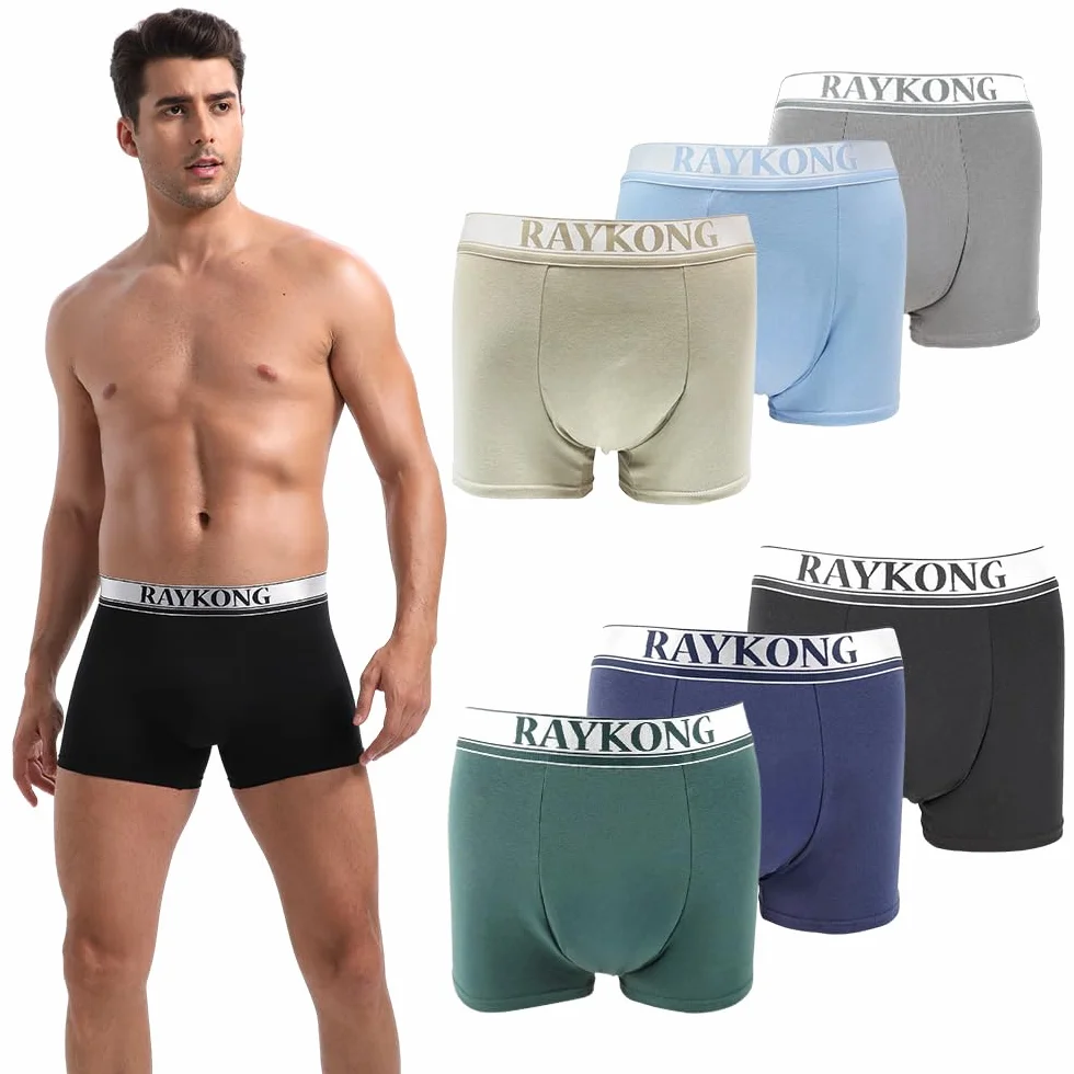 RAYKONG Calzoncillos bóxer Hombre 95% algodón Pack 6 Ropa Interior Transpirable