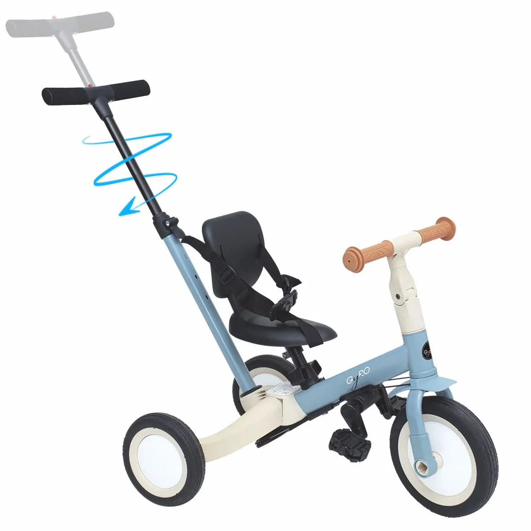 Olmitos - Triciclo Evolutivo de Bebé 5 en 1 GYRO + - Bicicleta Niños Desde 1 Año hasta 5 años - De Triciclo a Bicicleta con o sin Pedales – Adaptable y transformable (Gyro, Azul)