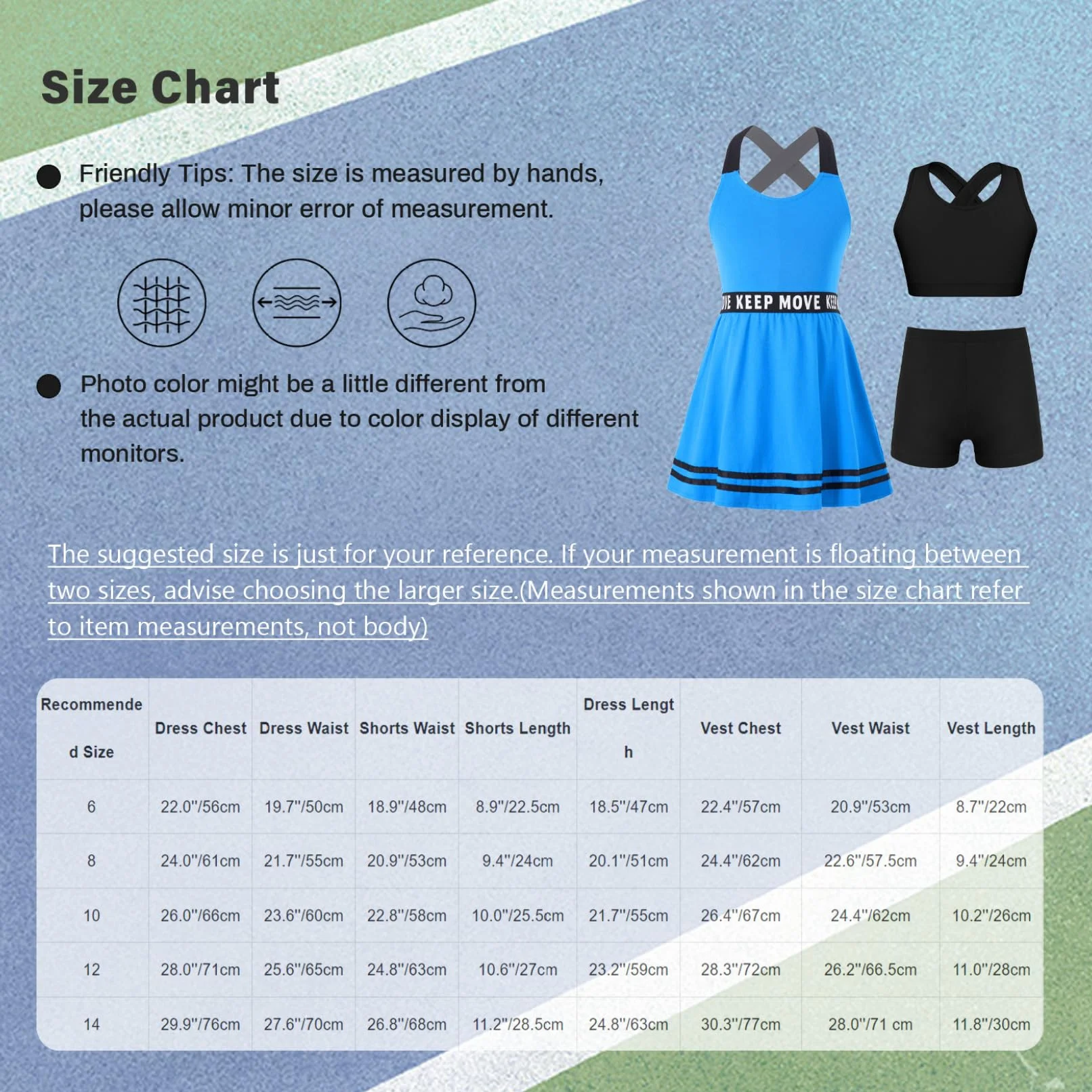 Traje de tenis para niña sin mangas vestido de golf top pantalones cortos entrenamiento juego ropa deportiva