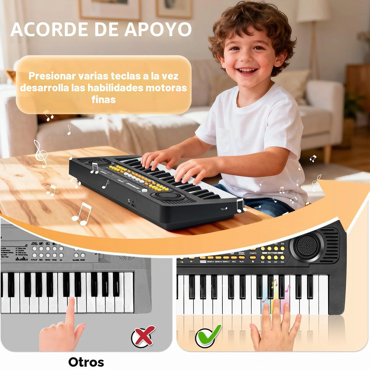Infantil Piano Teclado 37 Teclas con Microfono Portátil Juguete Musical, Regalos Navidad Cumpleaños para 3 4 5 6 7 Años Principiante Niños y Niñas, Negro
