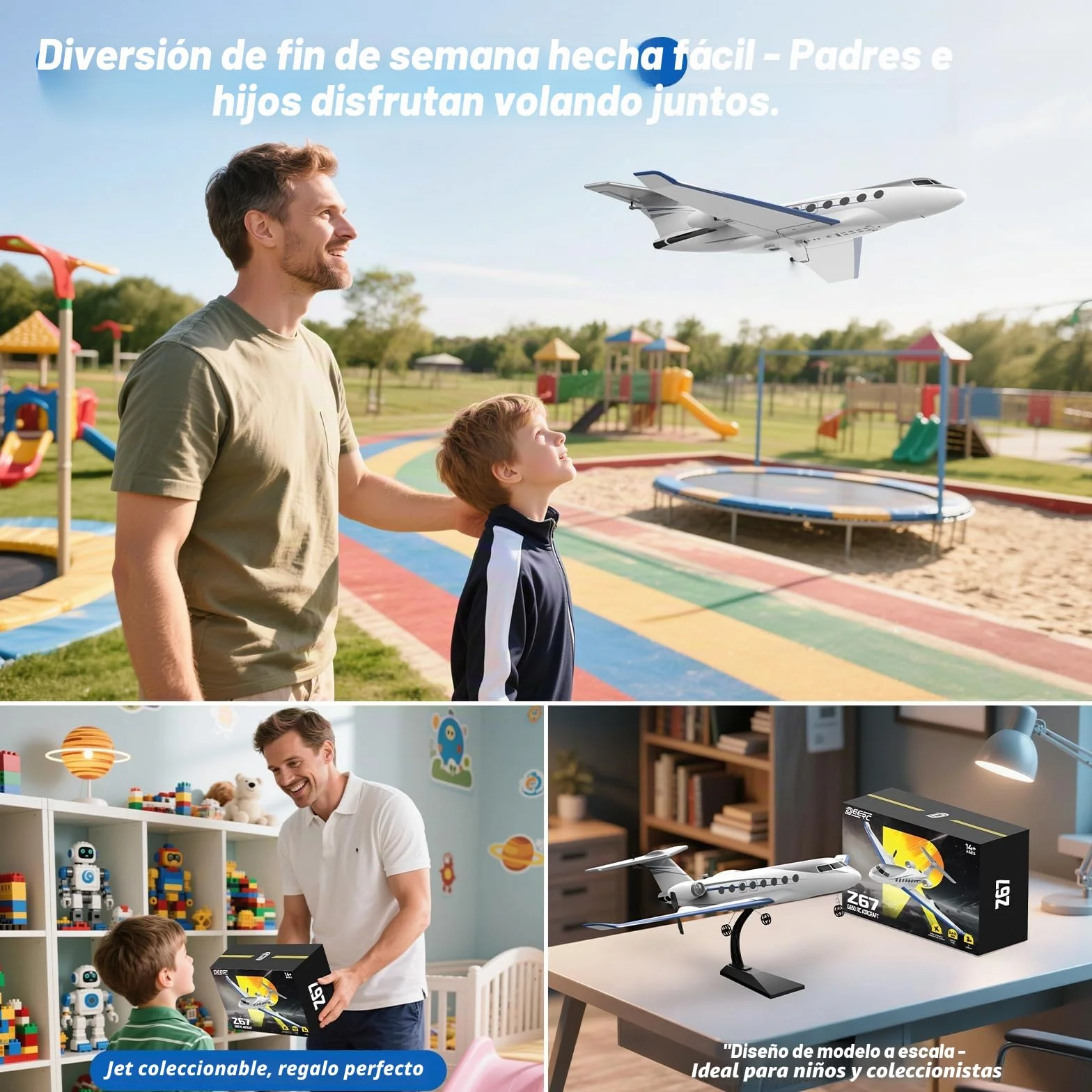DEERC Avion Teledirigido G650, Jet Privado, Avión RC de 3 Canales, Juguete, giroestabilizador de 6 Ejes de 2,4 GHz, Planeador RTF, fácil de Volar, Ideal para Principiantes, niños y Adultos.