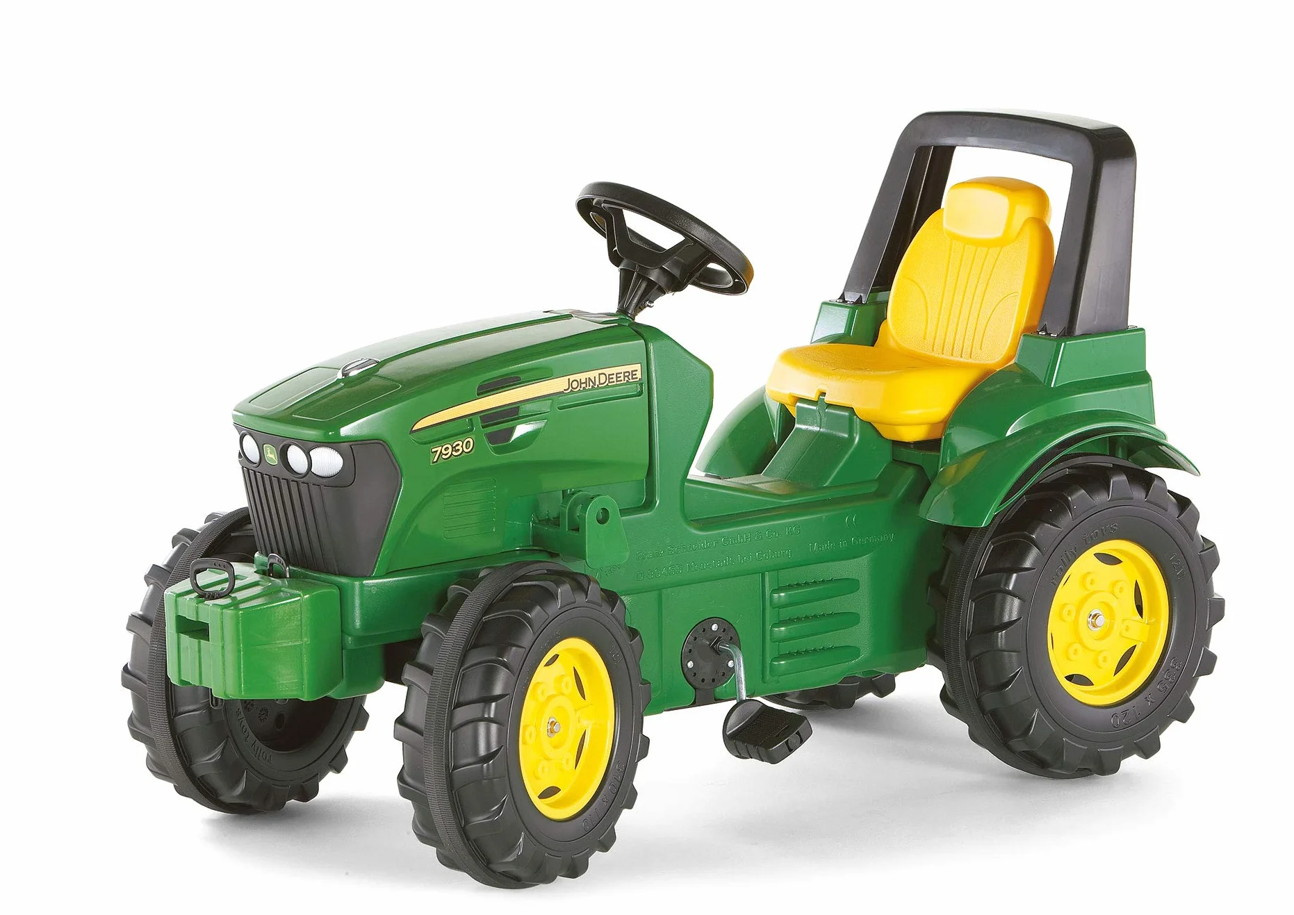 Rolly Toys rollyFarmtrac John Deere 7930 (asiento ajustable, neumáticos silenciosos, adecuado para 3 a 8 años, elevador delantero y trasero, vehículo de pedales para niños) 700028