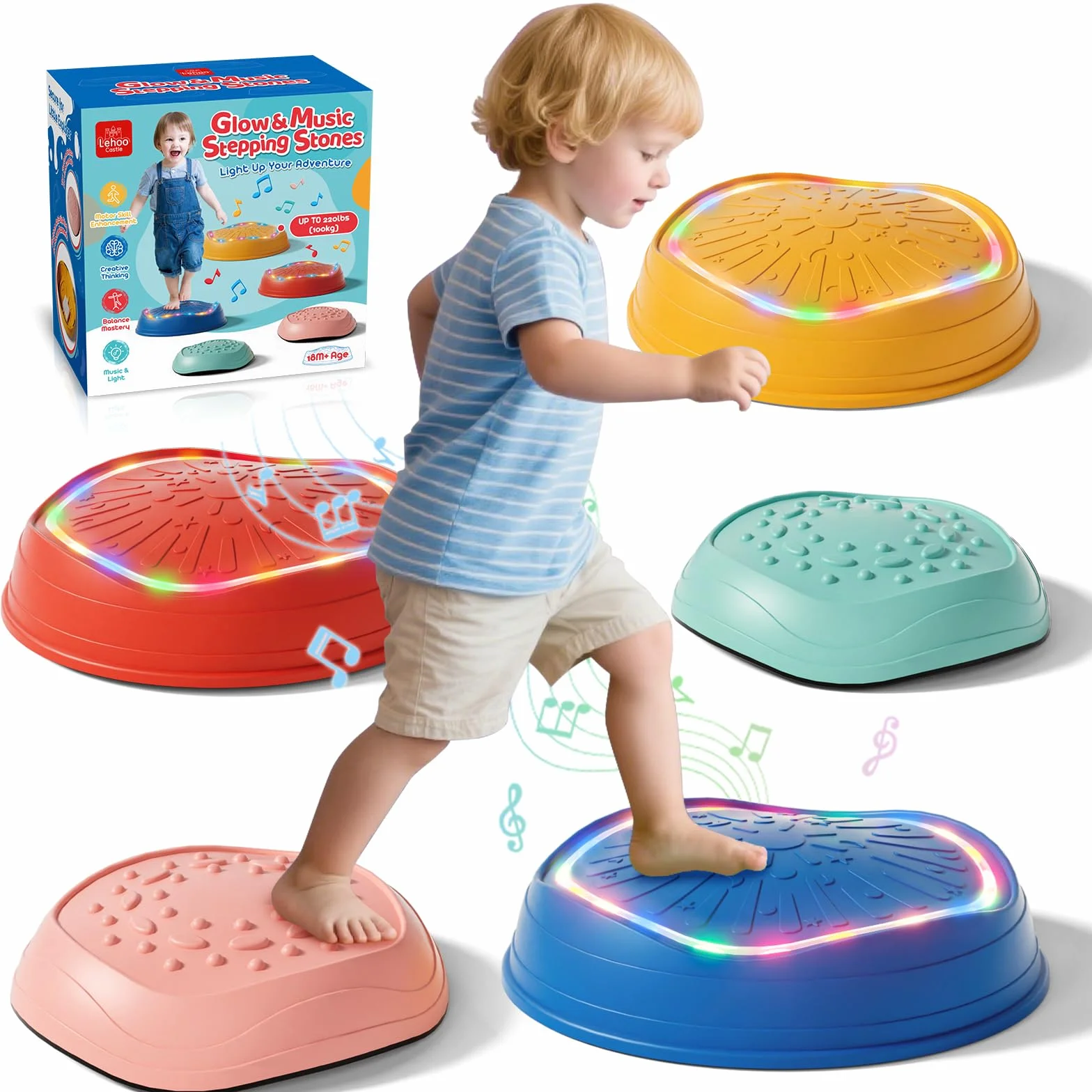 Lehoo Castle Piedras de Equilibrio para Niños, Antideslizante, Juego Exterior para Desarrollo Sensorial