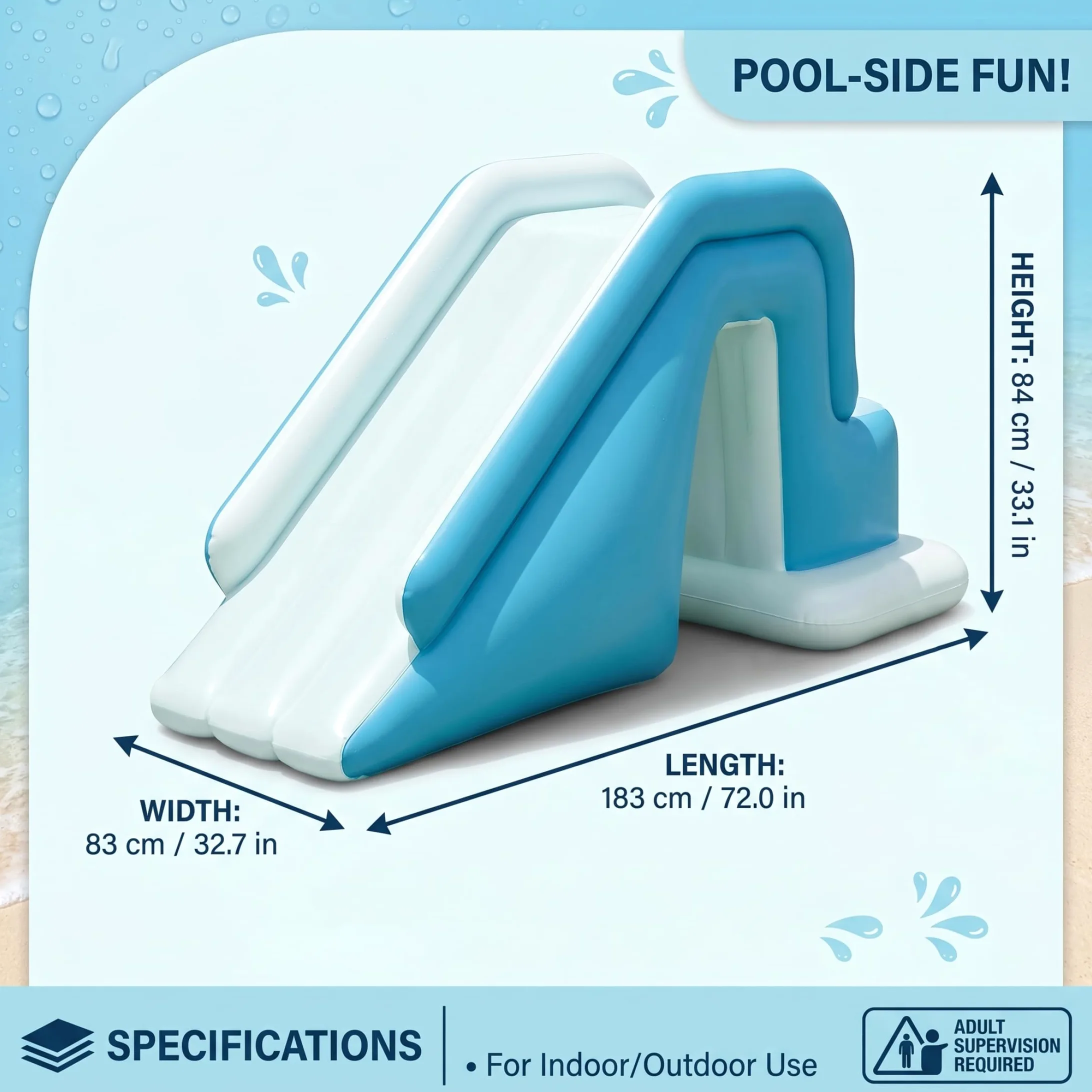 Tobogán de Piscina Inflable sobre el Suelo tobogán acuático Inflable de PVC Juguete de Juego para familias Grandes y niños con inflado rápido para Patio Trasero