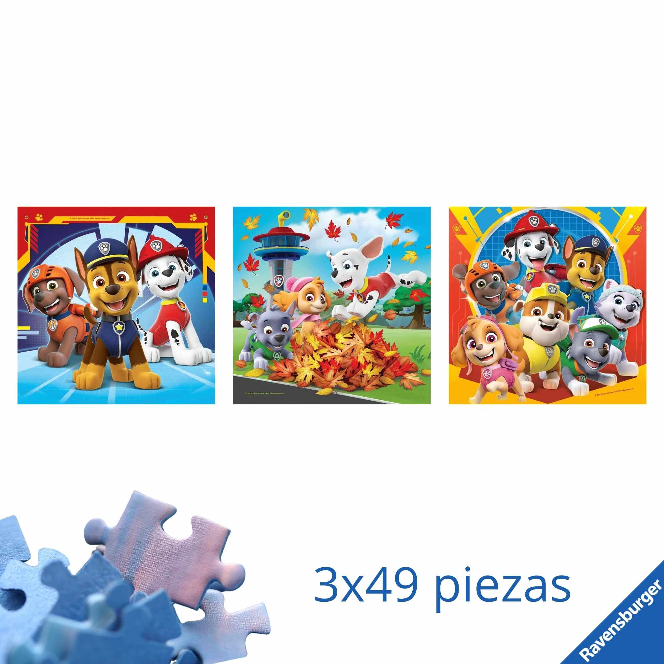 Ravensburger - Puzzle: Patrulla Canina, Puzzles Niños 5 Años o Más, Rompecabezas, 3 Puzzles de 49 Piezas, Regalos Niños 5 Años, 21x21cm