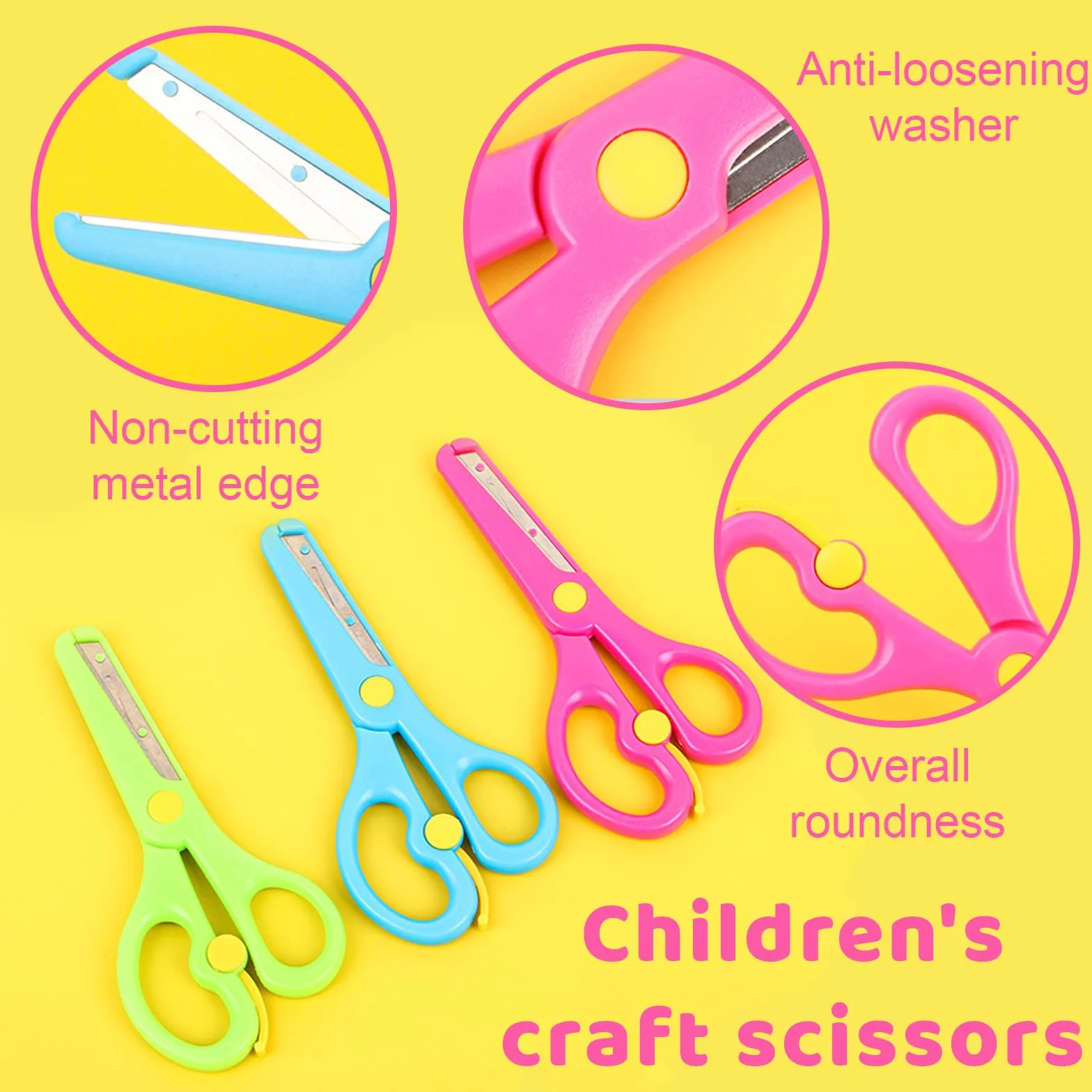 3 pcs Tijeras de Manualidades, tijeras, Tijeras para Preescolar, Tijeras para Principiantes,Tijeras para Manualidades, tijeras de seguridad, tijeras escolares, Tijeras para cortar papel