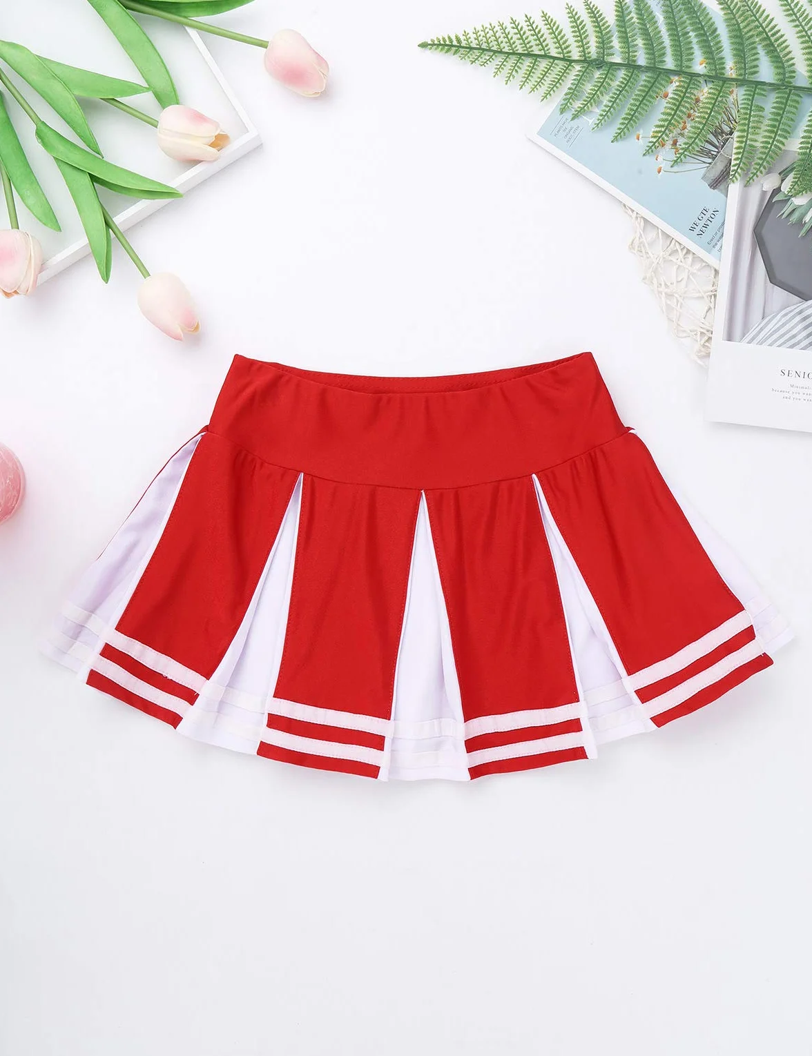 Disfraz de Animadora Niñas Uniforme High School Musical Azul/Rojo Conjunto de Danza