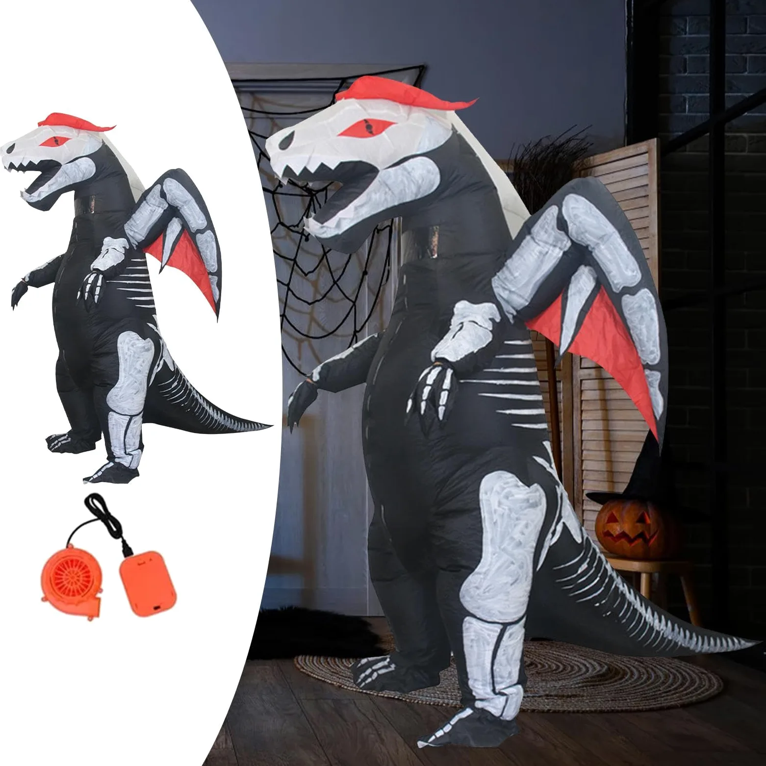 Disfraz Inflable de Dinosaurio para Fiestas Temáticas, Espectáculos de Halloween
