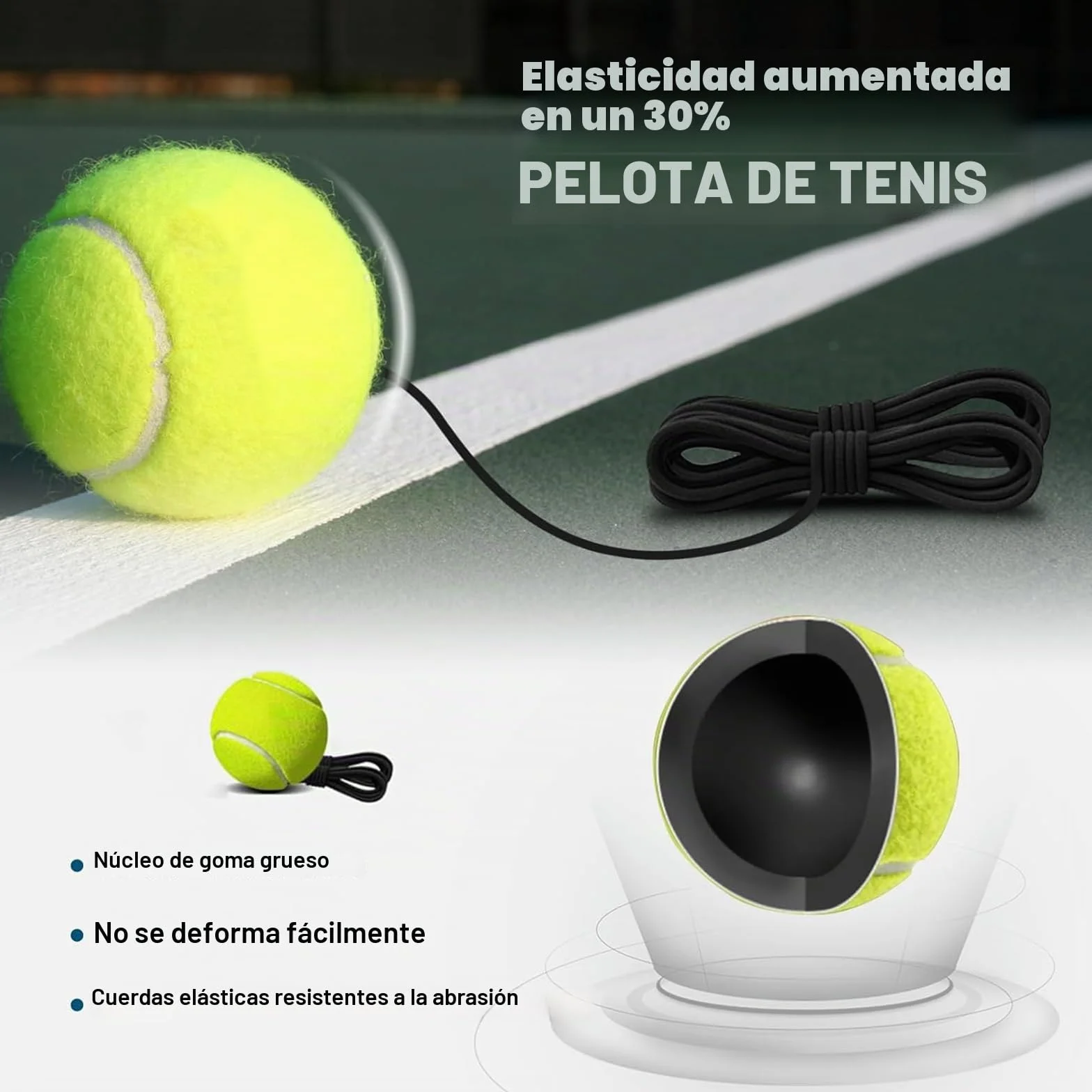 Dispositivo de Entrenamiento de Tenis con Base Metálica de 1,2 kg para Exteriores