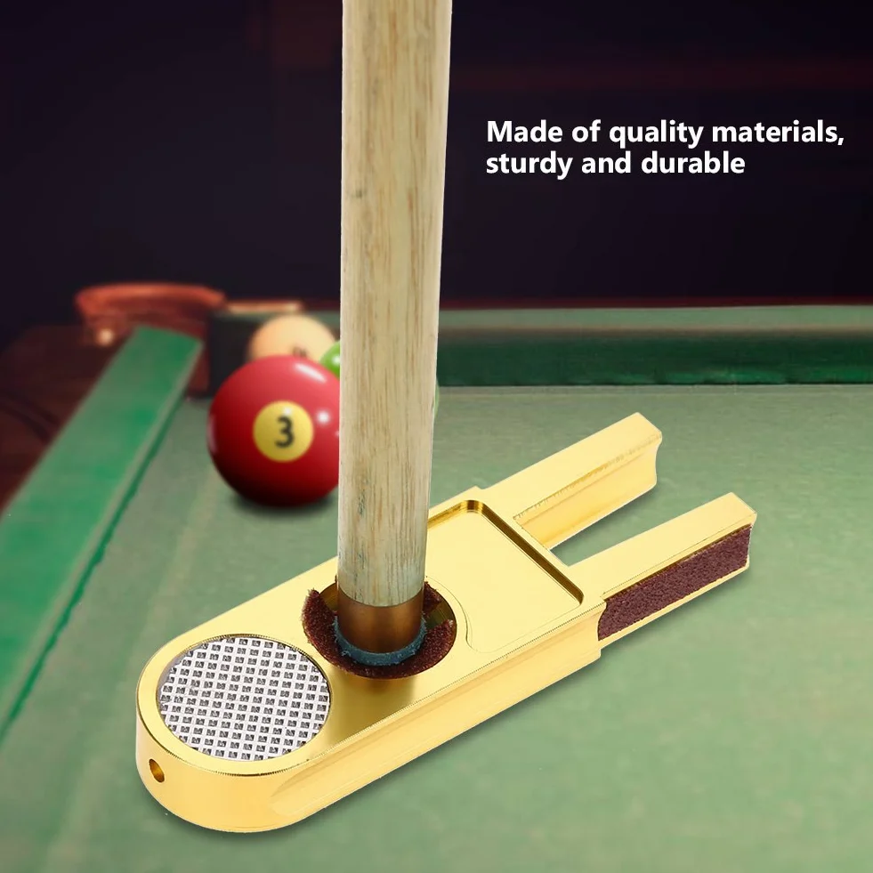 Tbest 3 en 1 Multifuncional Taco de Punta Piscina Forma de U Herramienta de Reparacion Accesorio para Billar Snooker