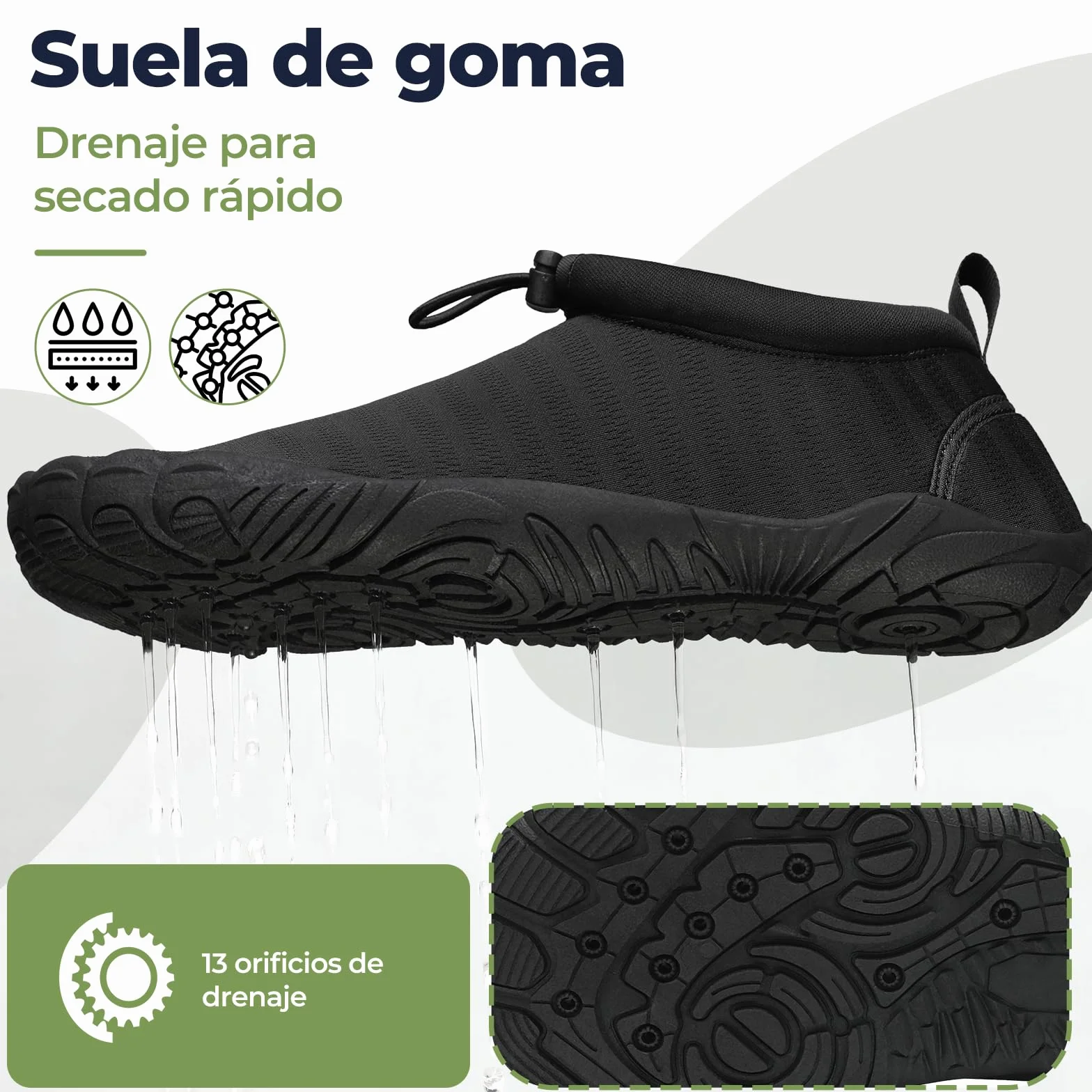 Mishansha Escarpines Hombre Mujer Secado Rápido 13 Orificios Drenaje Gr.36-46